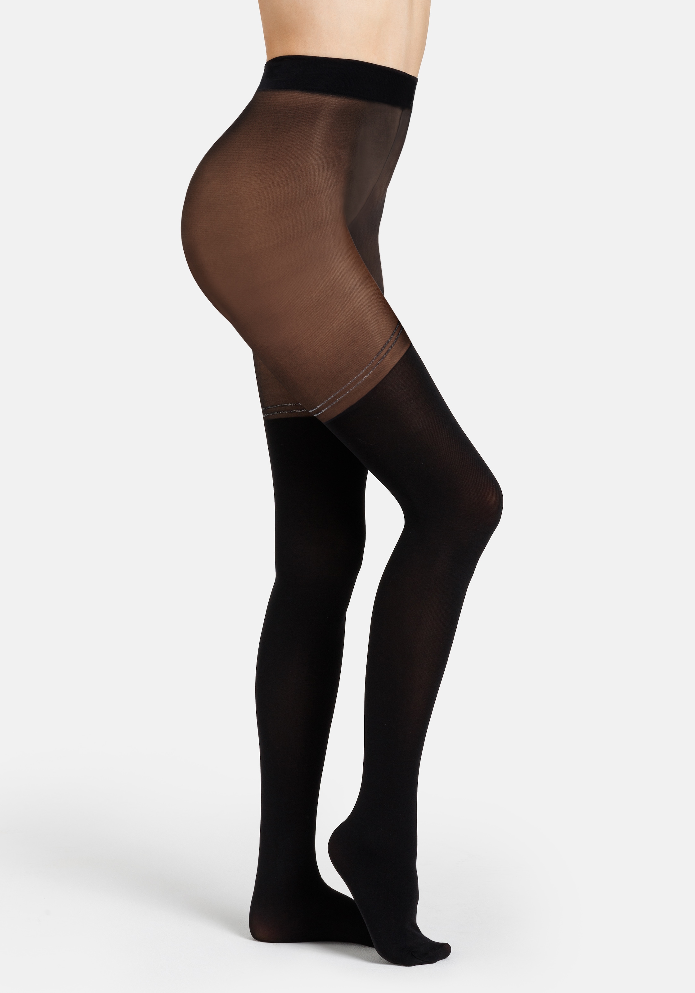 Camano Feinstrumpfhose 61.152.100 im Overknee-Look mit Glitzerstreifen