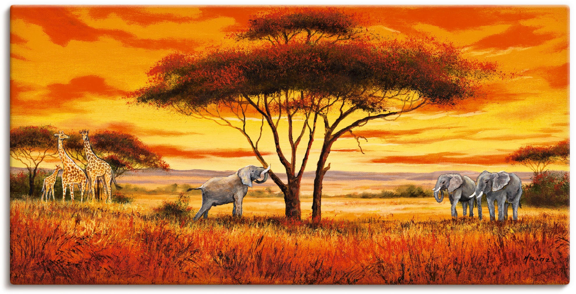 Image of Artland Leinwandbild "Afrikanische Landschaft II" Afrika 1 Stk. tlg. auf Holzrahmen gespannt