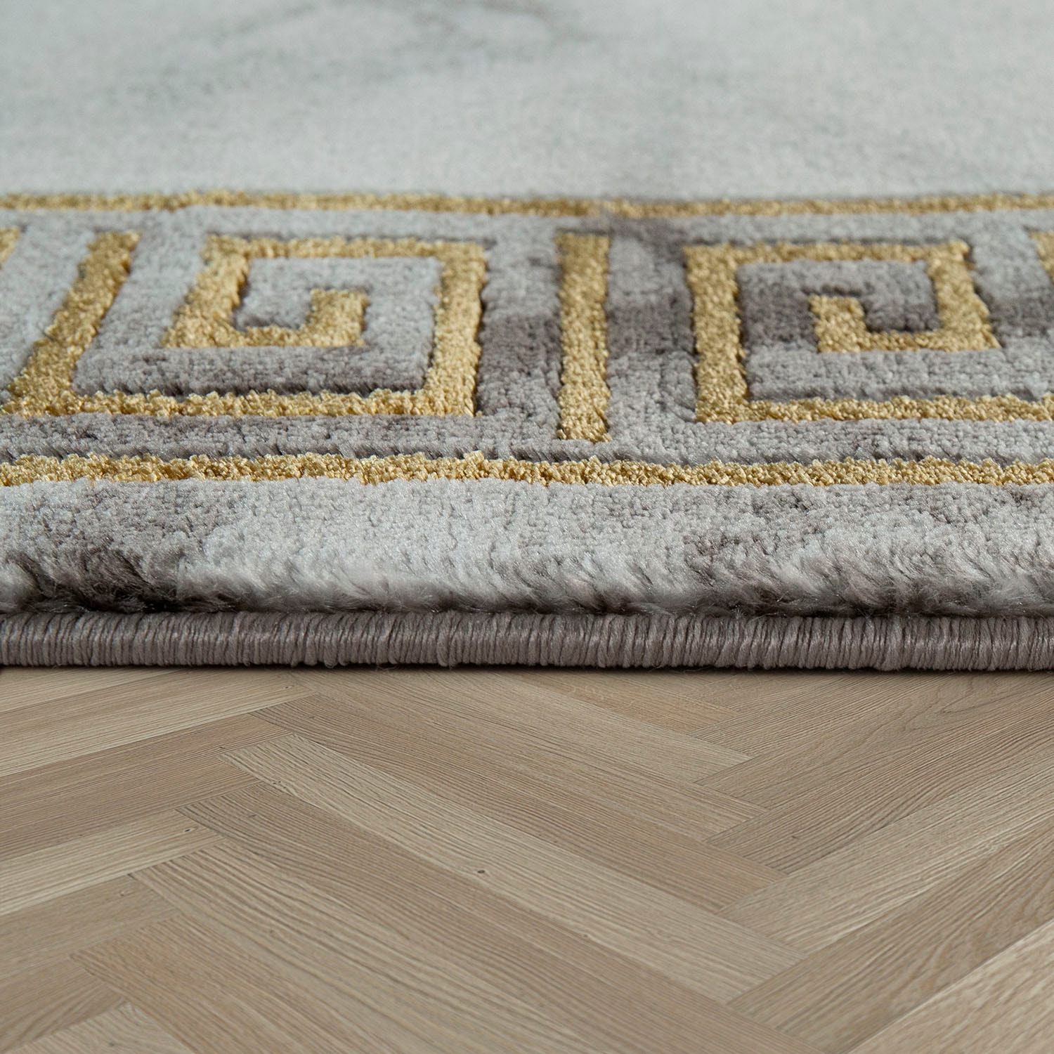 Paco Home Teppich »Kraft Bordüre, 522«, Marmor-Design, mit gold- silberfarbene rechteckig, à oder bas Akzente prix Kurzflor