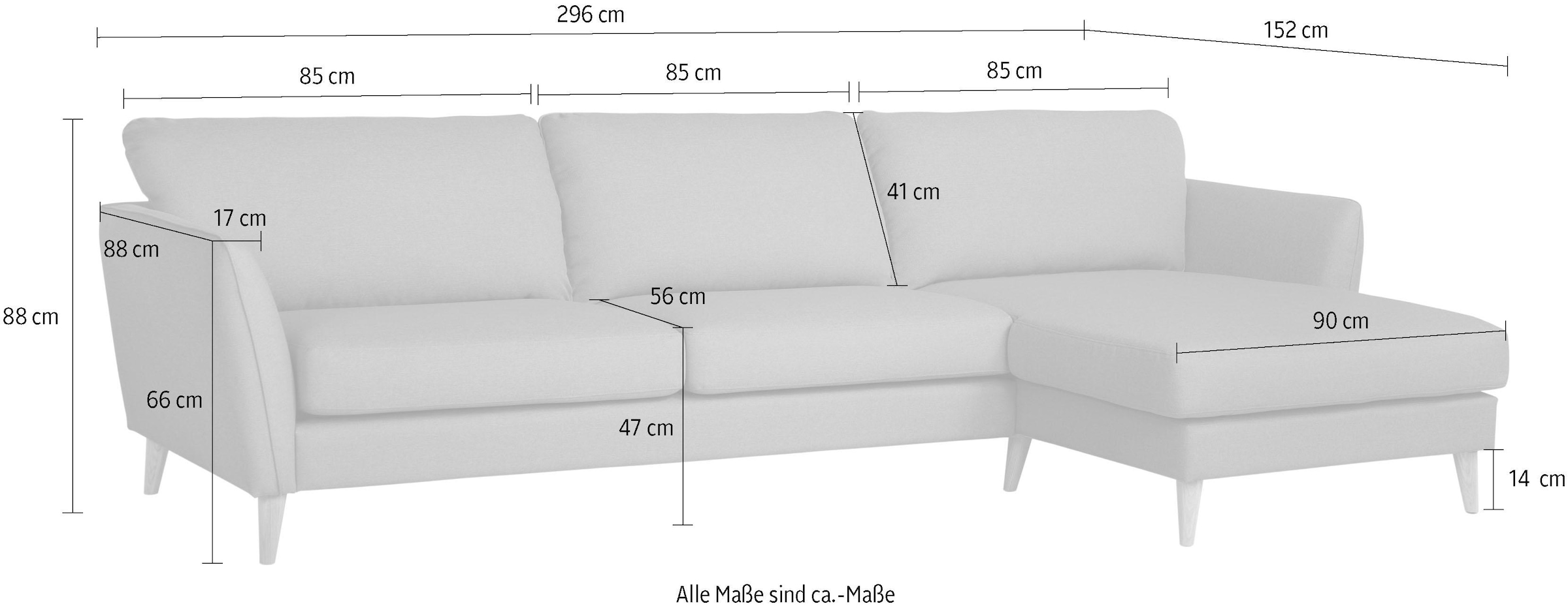 Home affaire Ecksofa »Meersburg, L-Form,«, mit Holzfüssen