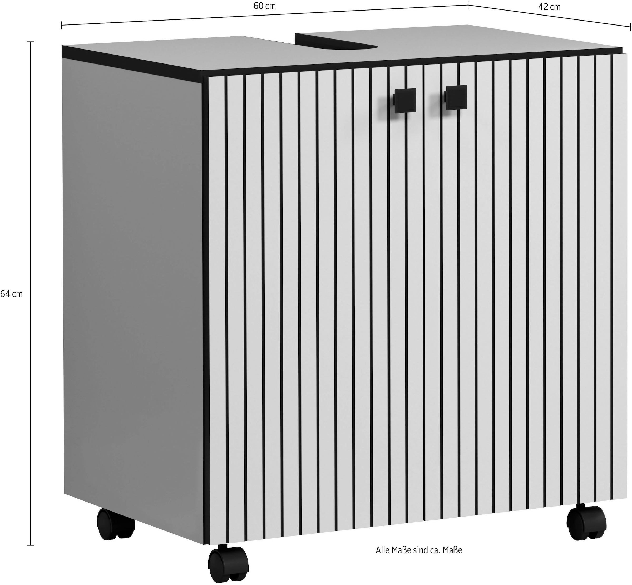 welltime Waschbeckenunterschrank »Amrum« Waschtisch auf Rollen - (B/T/H) wahlweise 60-80/42/64 cm
