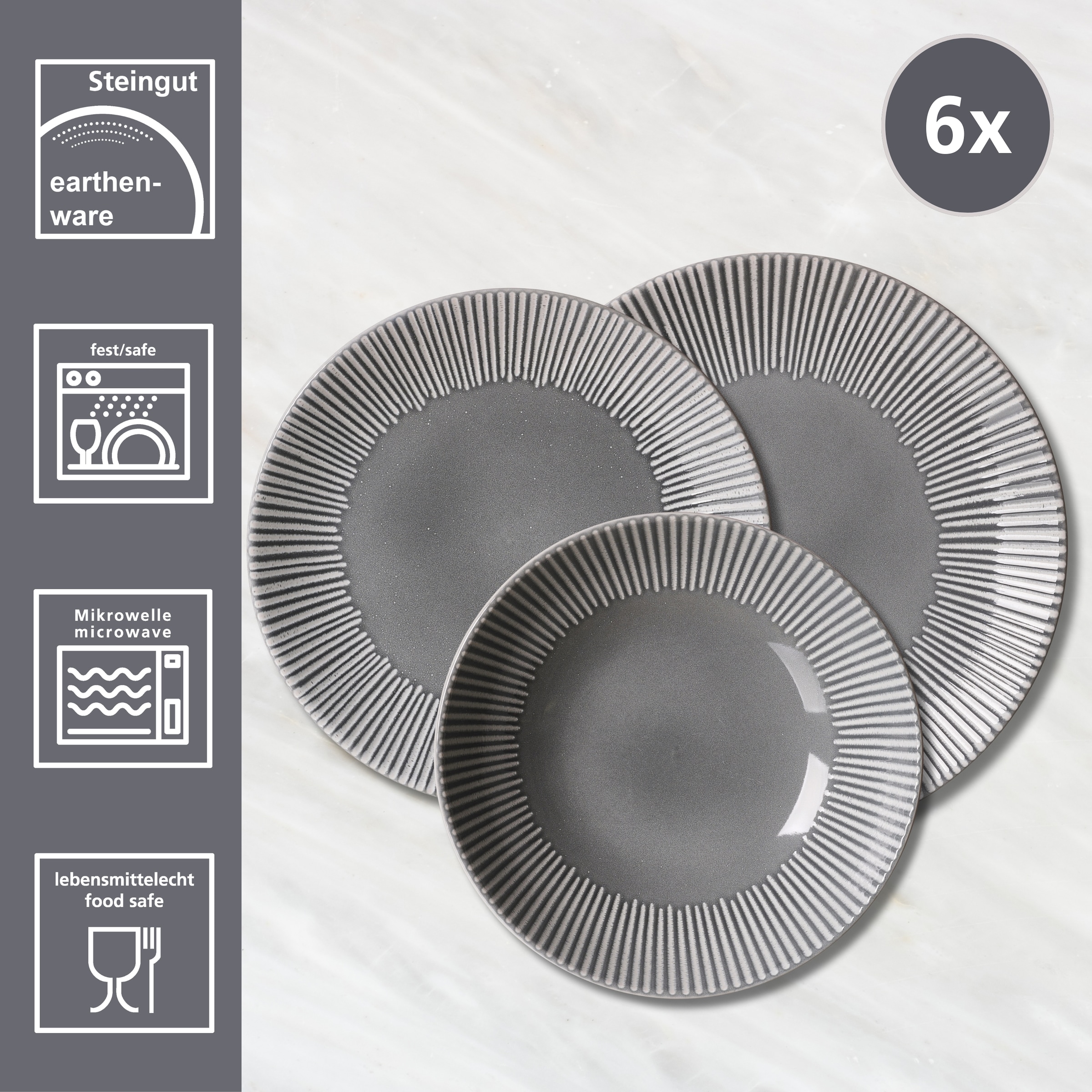 Ritzenhoff & Breker Service de table »Banda« Teller Set, aus Steingut für 6 Personen