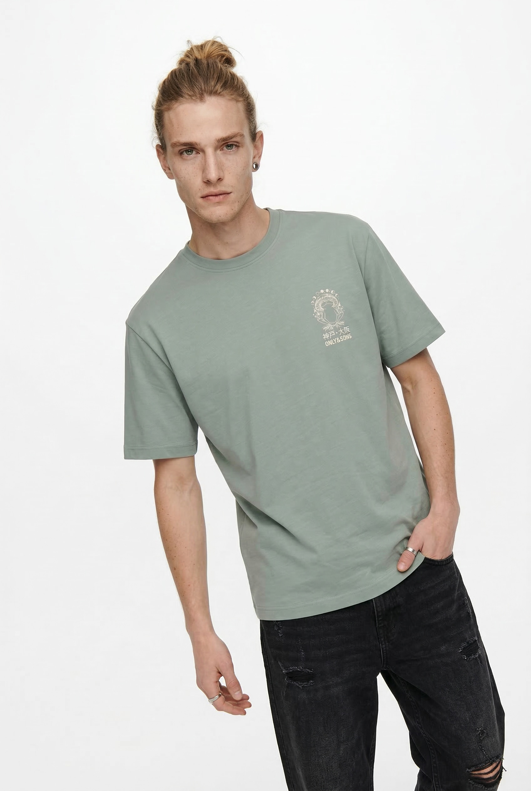 Image of ONLY & SONS T-Shirt "ONSFRED LIFE RLX SS PRINT TEE NOOS" Baumwolle, relaxed fit