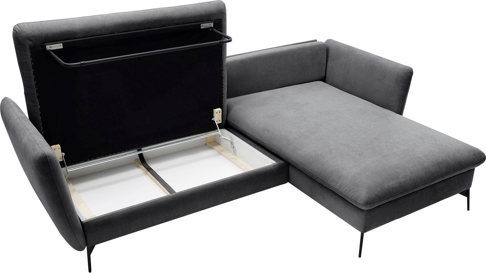 GOODproduct Canapé d'angle »LIVORNO,258 cm, L-Form,« Schlaffunktion u. Bettkasten (139/224cm), Samt, Struktur, Webstoff