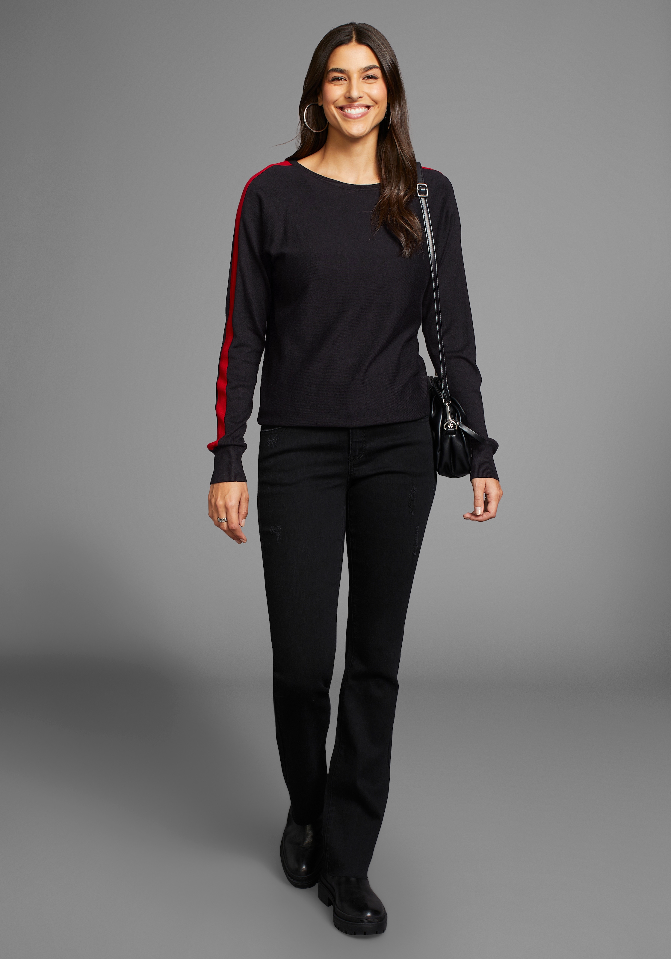Laura Scott Longpullover, mit farblich abgesetzten Kontraststreifen