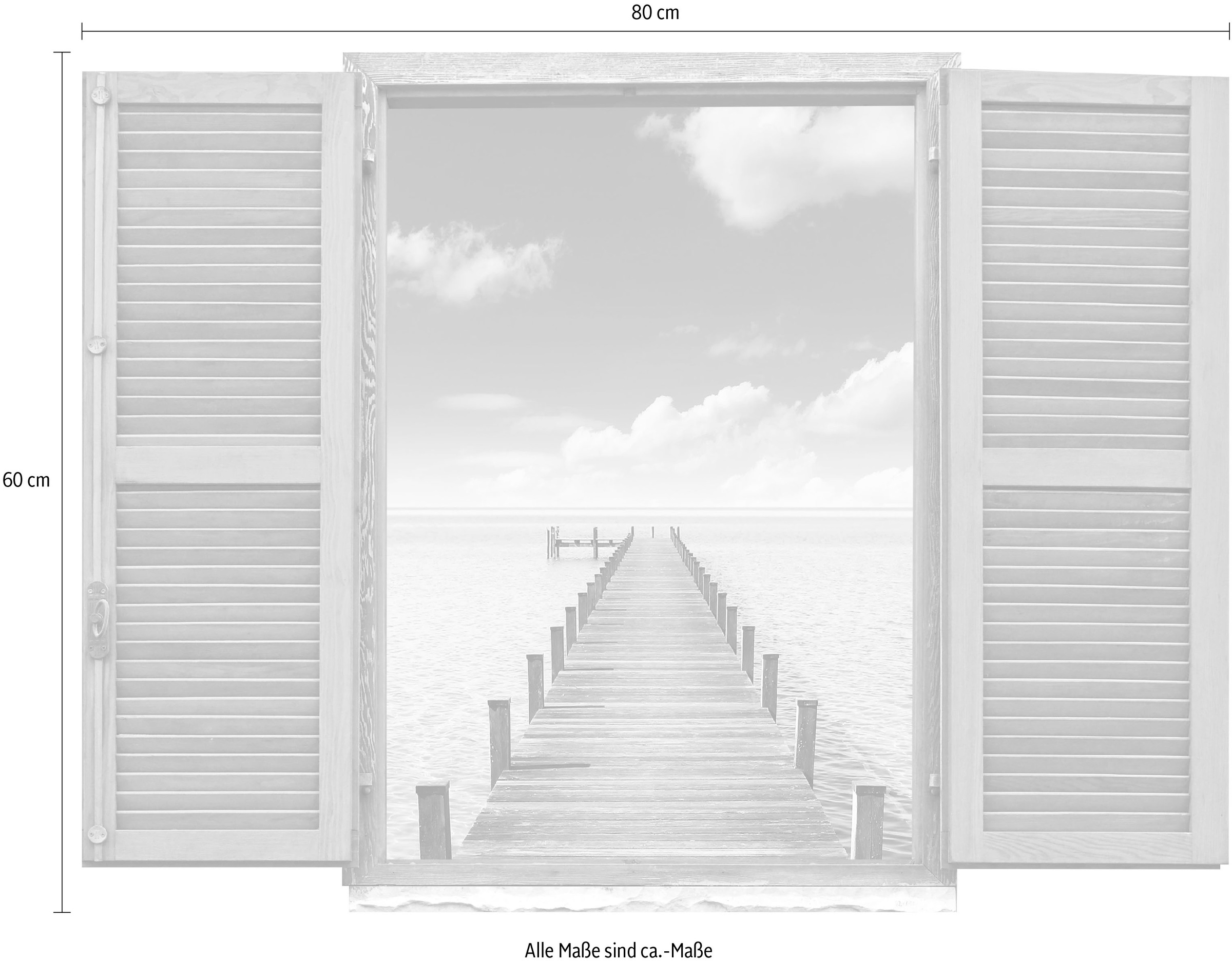 queence Wandtattoo »Steg im Meer«, (1 St.), Wandsticker, Wandbild, selbstklebend, 3D, Fenster