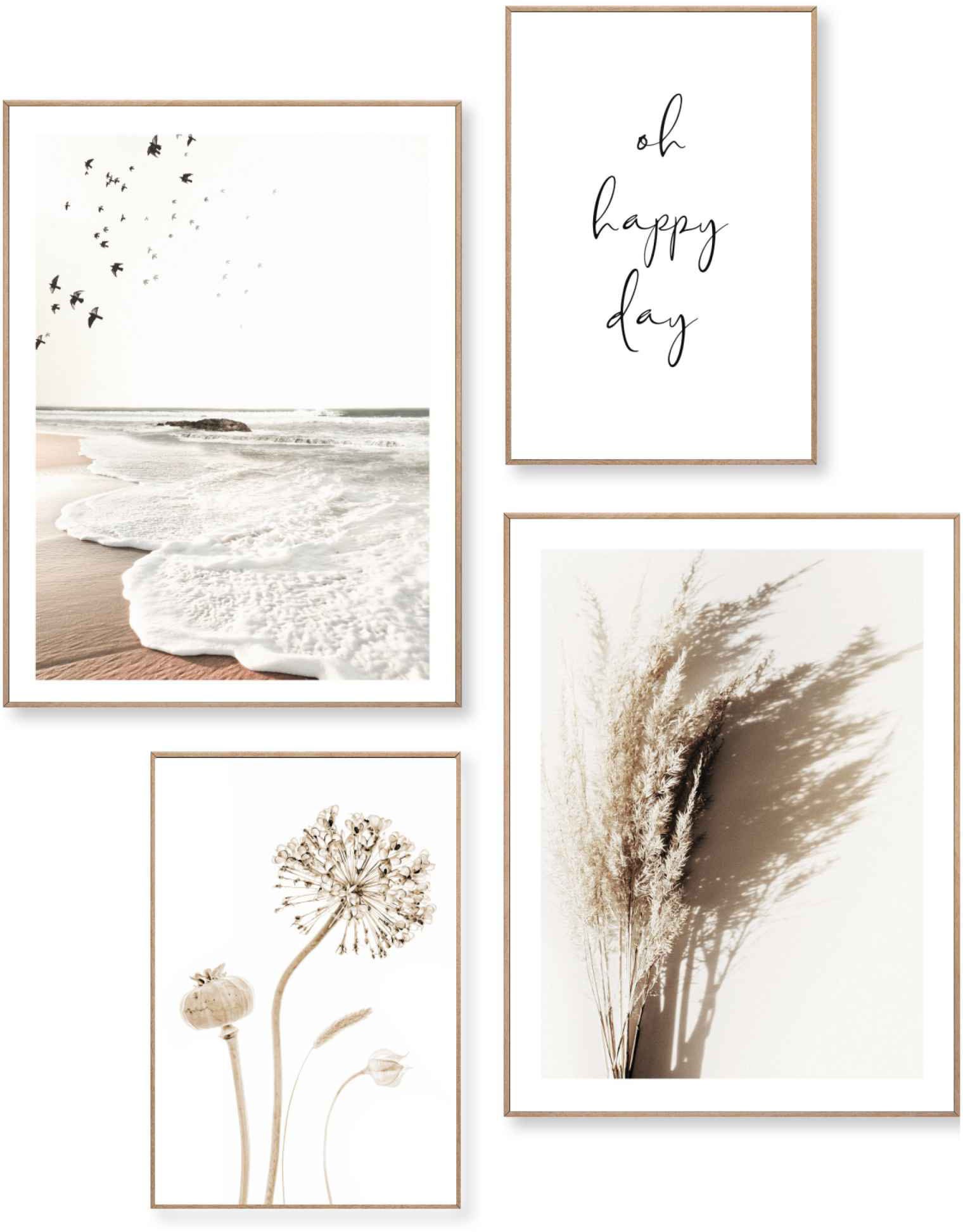 Image of Reinders! Wandbild »Sommerbrise Rollende Wellen - Strand - Trockenblumen - Natur - Glück«, (4 St.) bei Ackermann Versand Schweiz