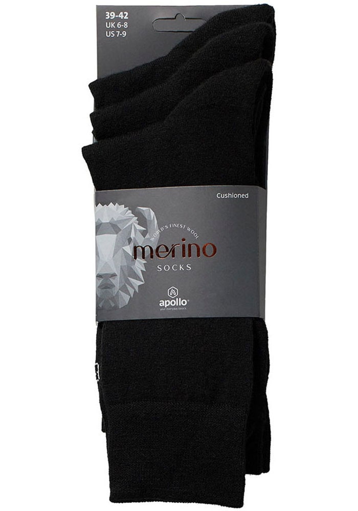 Apollo Basicsocken, (3er Pack), Unisex mit Stickerei und weichen Merinowoll-Anteil