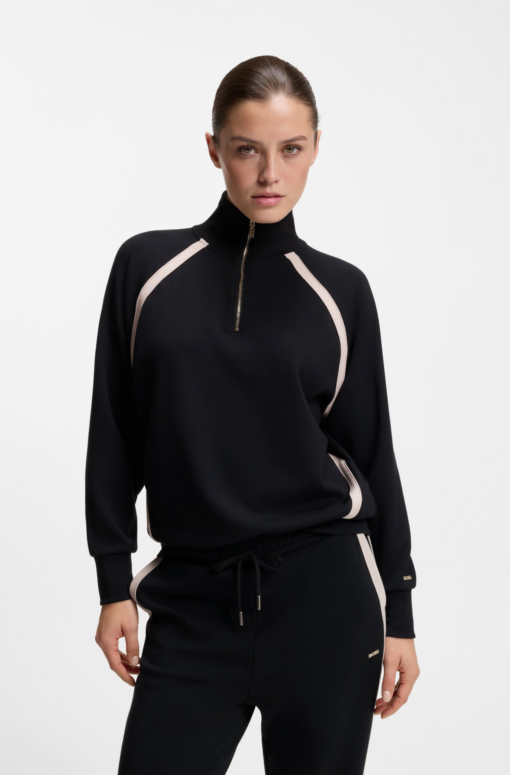 Image of BOSS Sweatshirt "Mirage", mit Reissverschluss am Kragen und kontrastfarbenen Einsätzen