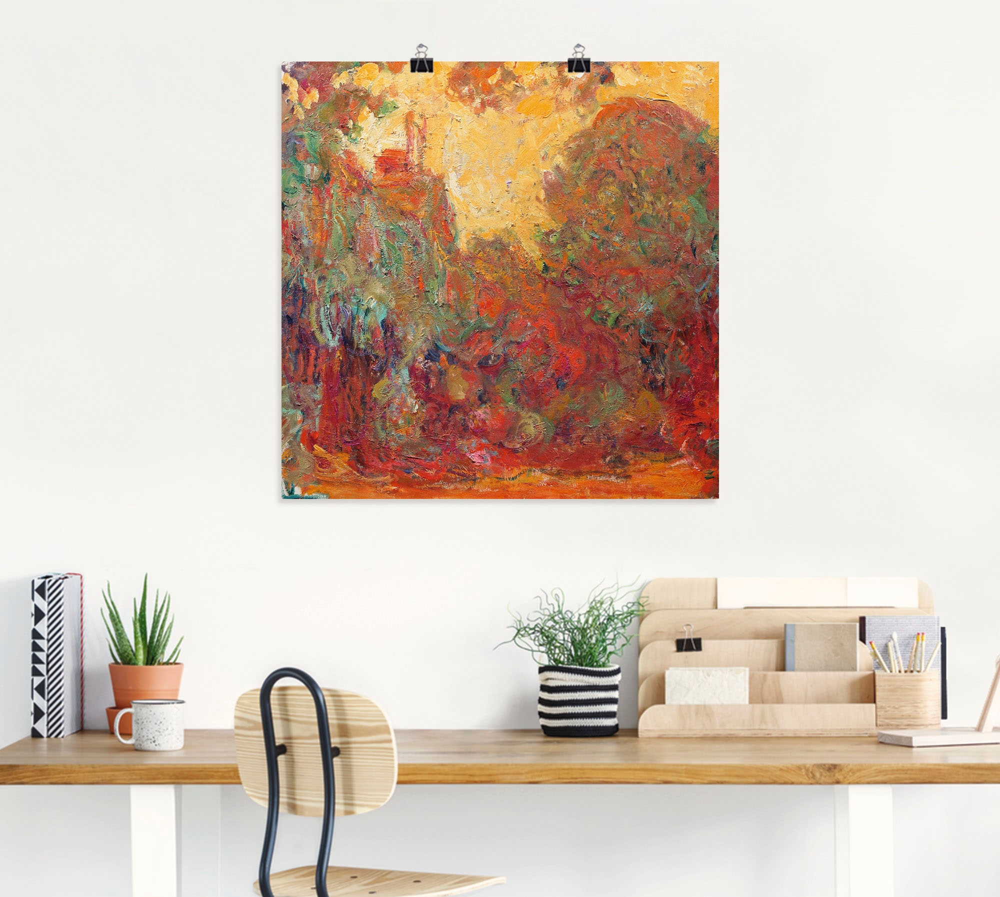 Artland Wandbild »Das Haus in Giverny Komposition in rot«, Gegenstandslos, (1 St.), als Leinwandbild, Poster in verschied. Grössen