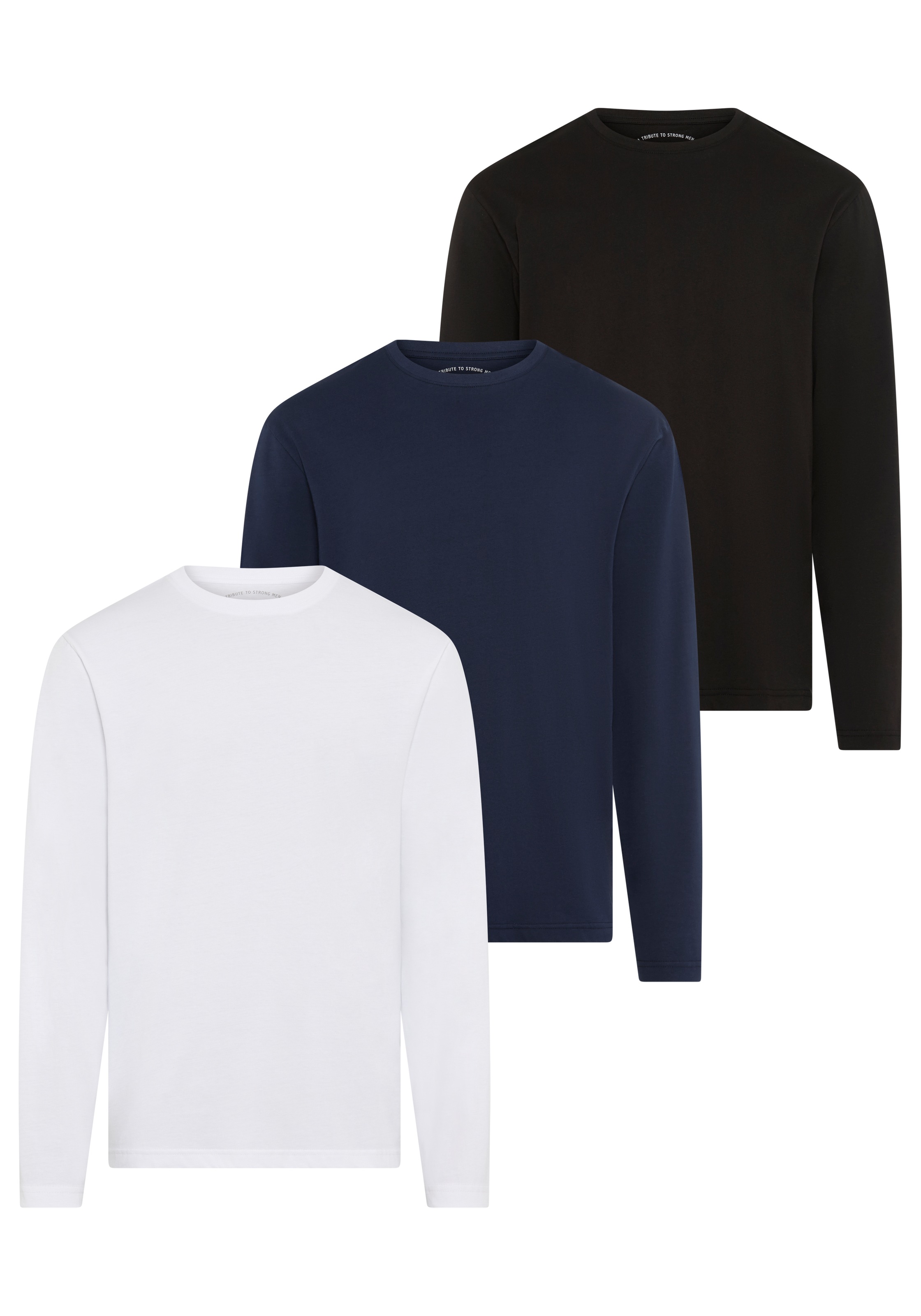 Image of Mans World Langarmshirt "neue Farbe " 3er-Pack, Langarm, unifarben, aus Baumwolle, im 3er-Pack
