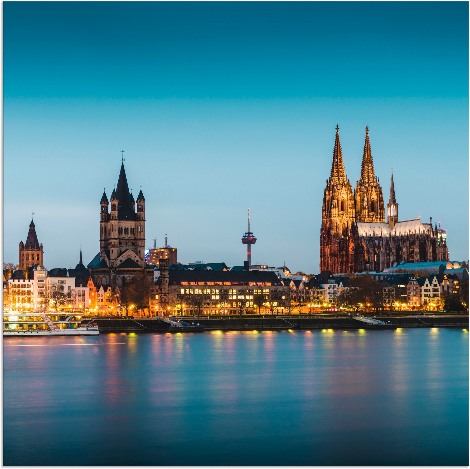 Image of Artland Alu-Dibond-Druck "Köln Rheinpromenade" Deutschland 1 Stk. tlg. für Innen- und Aussenbereich geeignet, Outdoorbild