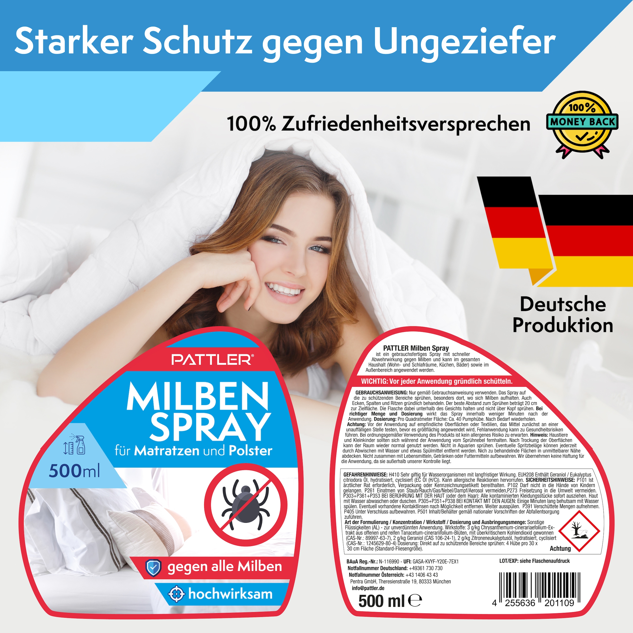 Pattler Spray acaricide »Optimiert für Matratzen & Textilien« 500 ml