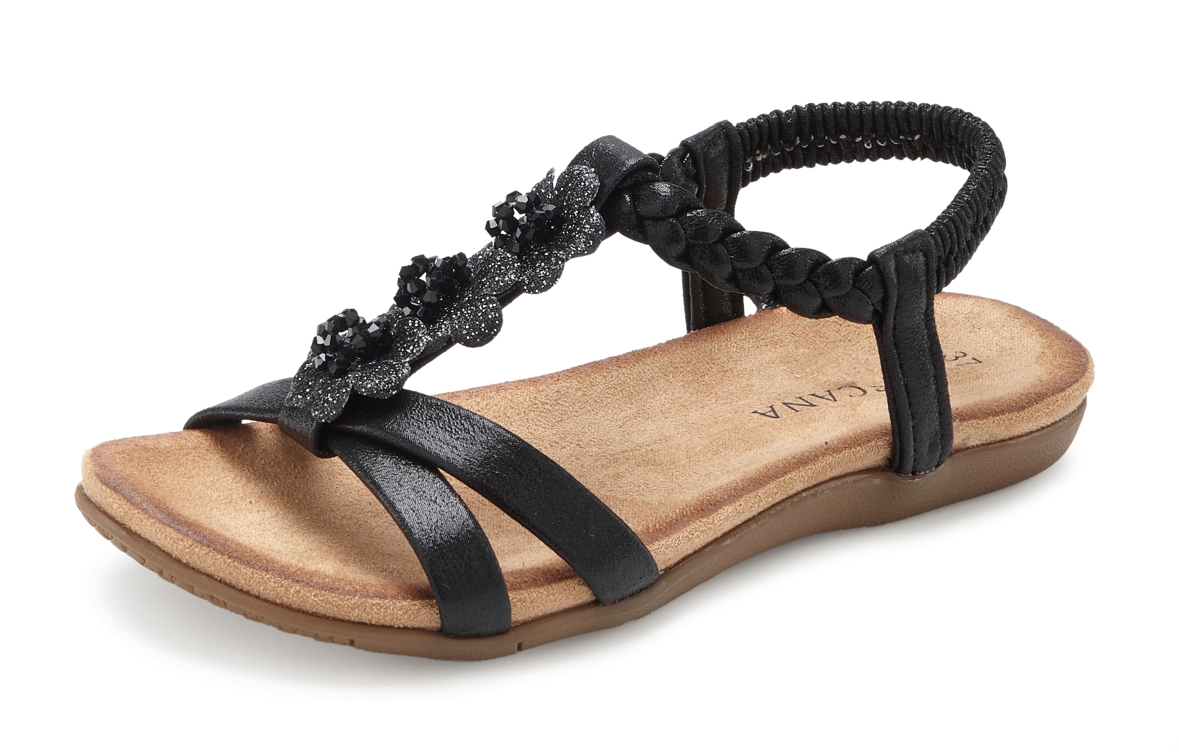 LASCANA Sandale »Sommerschuh, Sandalette, offener Schuh,«  avec élégants strass et lanière élastique