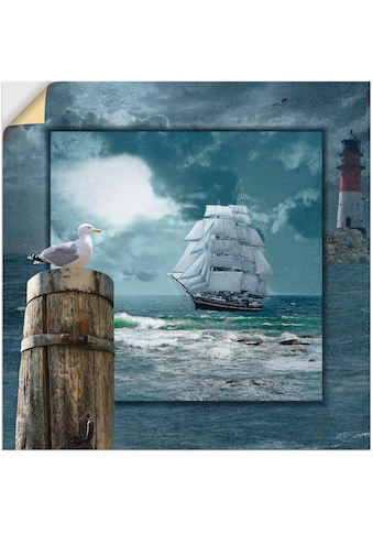 Wandbild »Maritime Collage mit Segelschiff«, Boote & Schiffe, (1 St.)