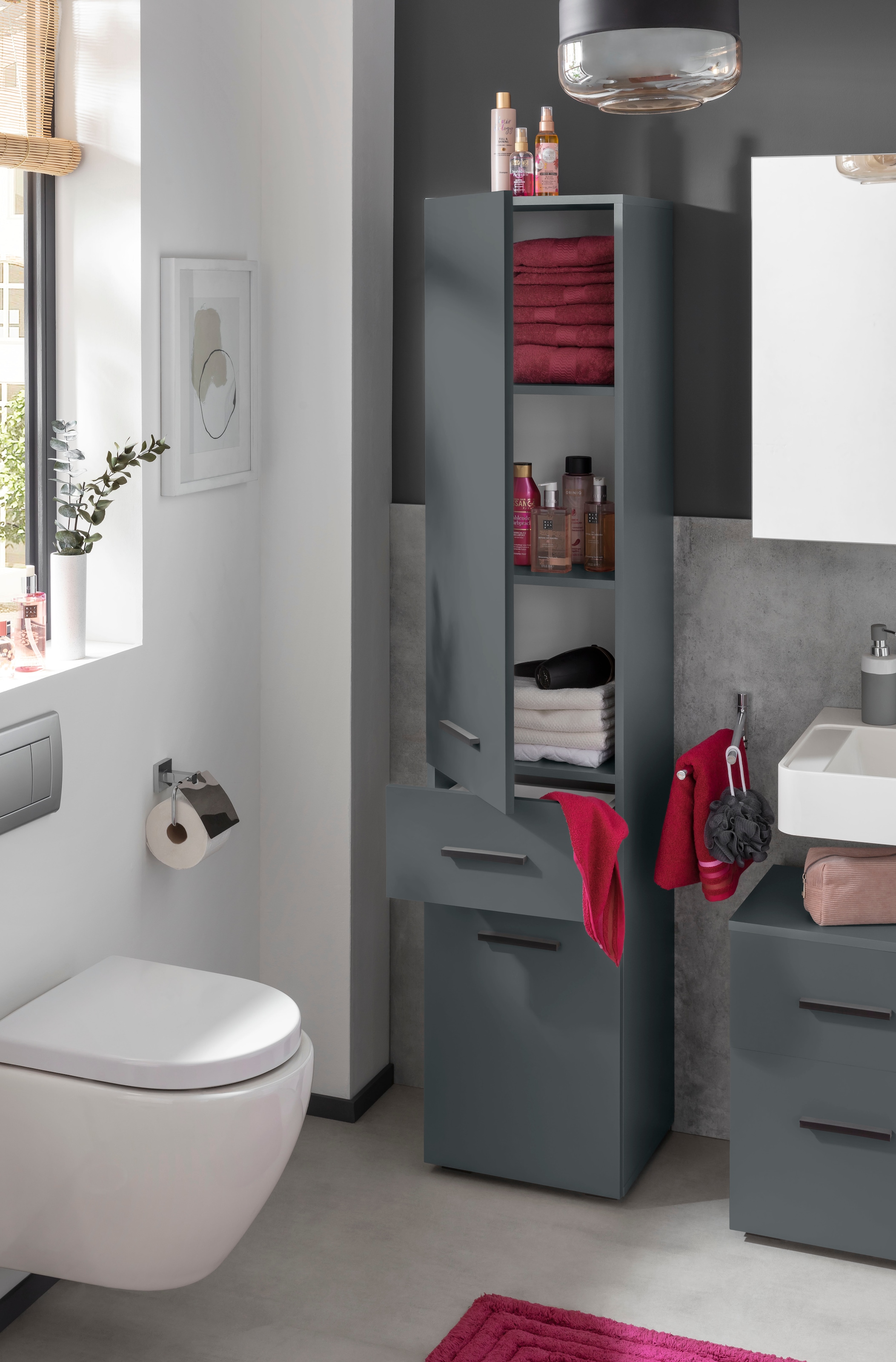 welltime Armoire haute »Skara« 3 étagères réglables derrière les portes, largeur 38 cm, hauteur 180 cm