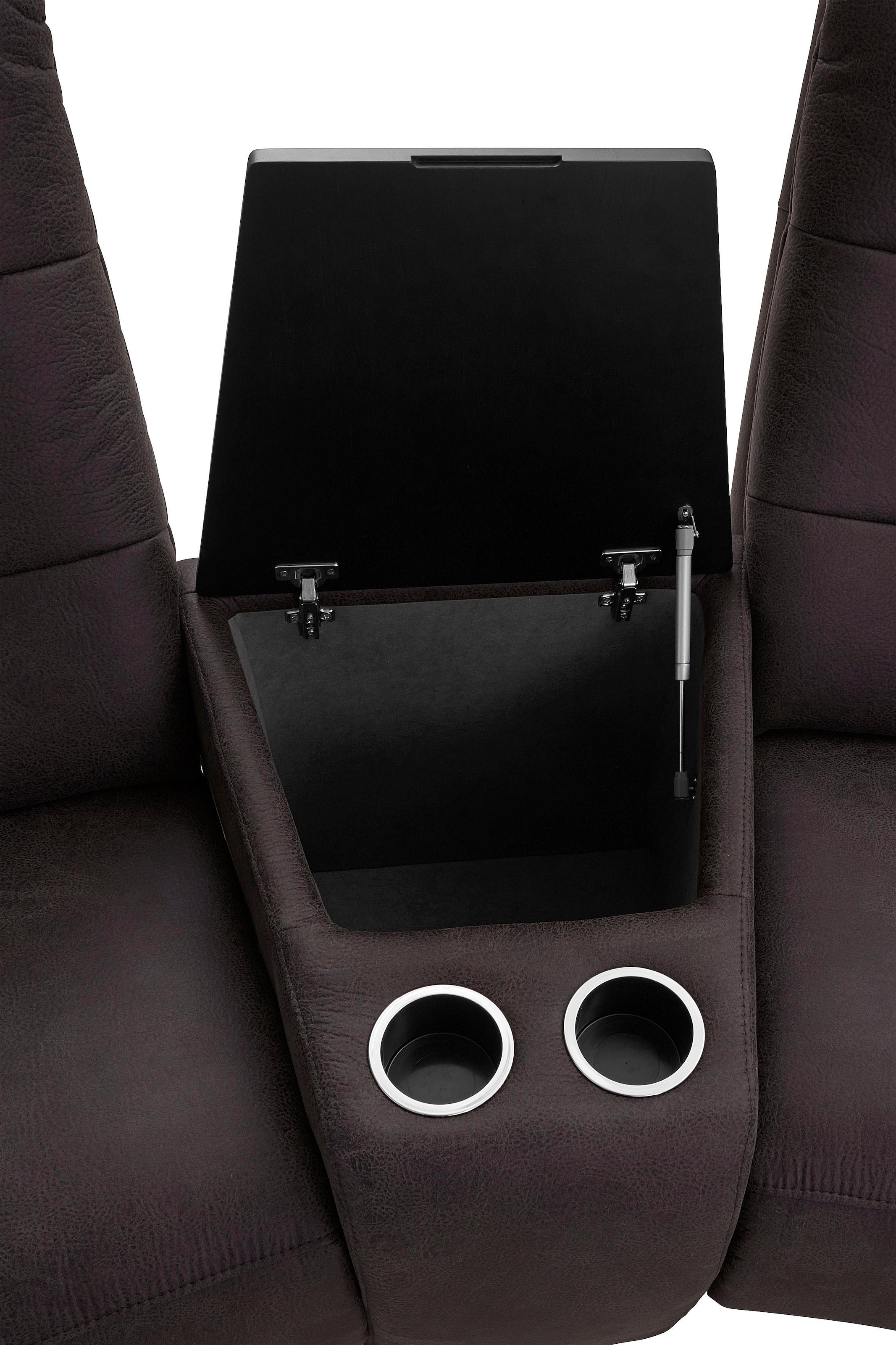 exxpo - sofa fashion 3-Sitzer »Tivoli, Kinosofa mit Relaxfunktion, mit Ablagetisch und Stauraum«, bequem und komfortabel, hohe Rückenlehne
