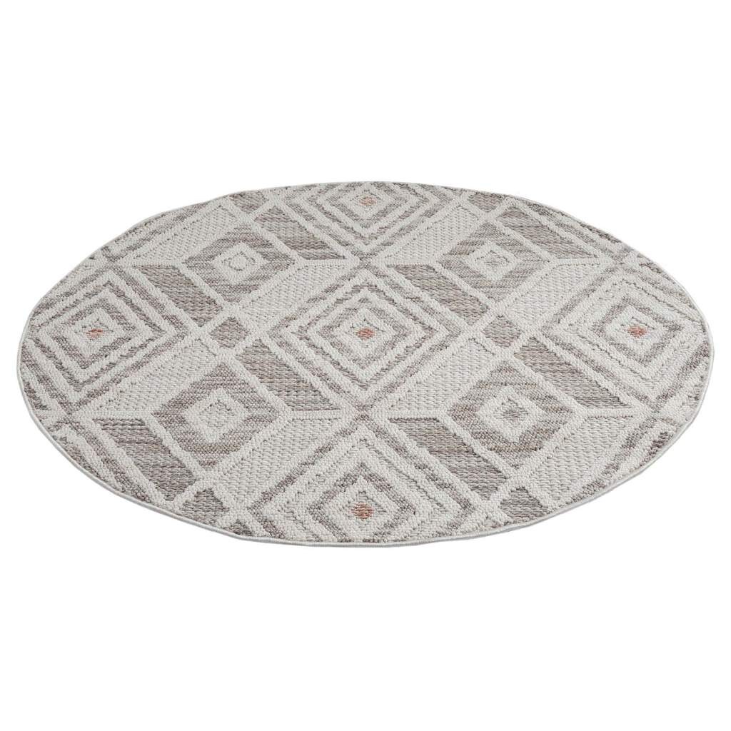 Carpet City Teppich »LINDO 8875«, rund, 11 mm Höhe, Kurzflor, Hochtief-Muster/ 3D-Effekt, Boho-Stil, Wohnzimmer