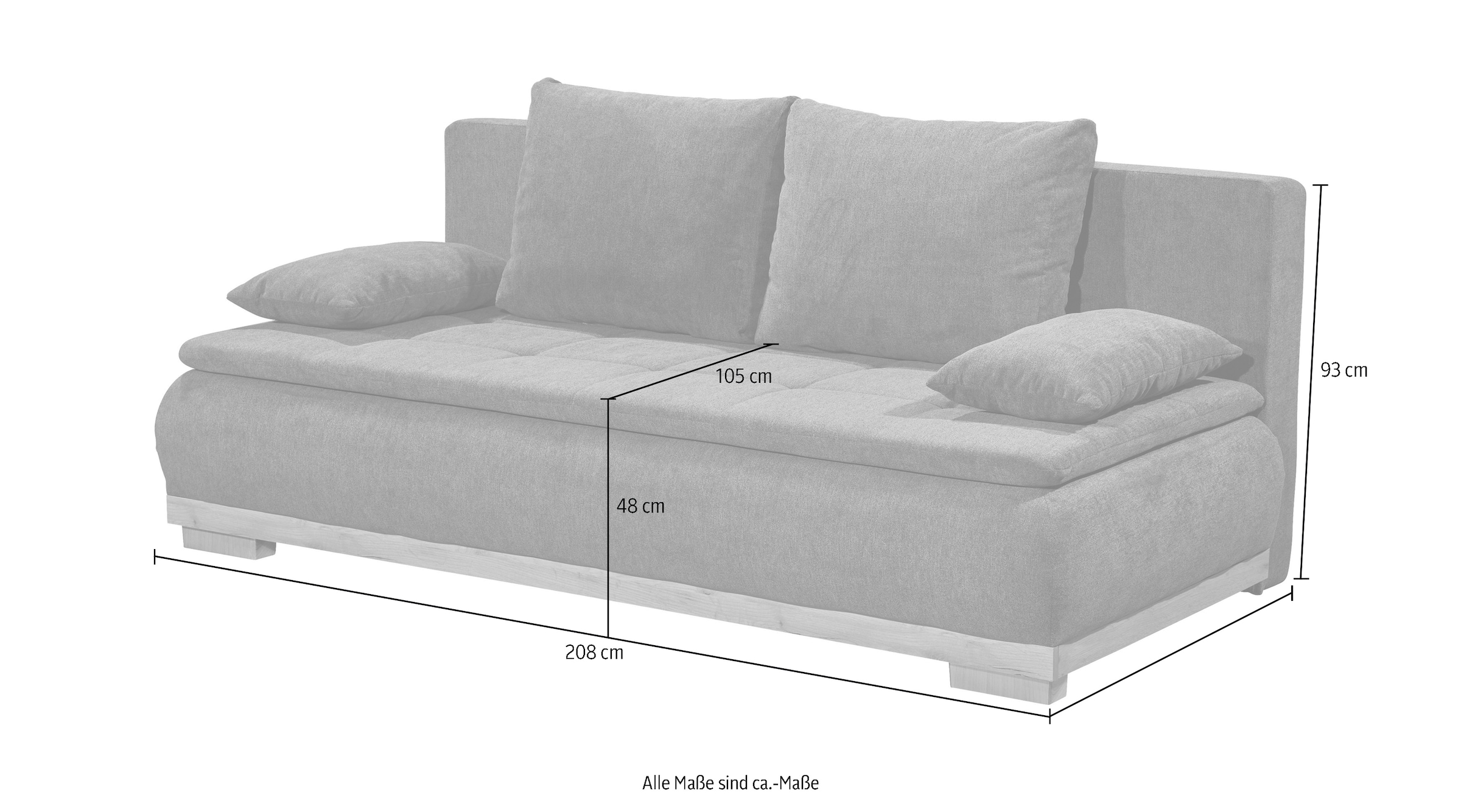 ED EXCITING DESIGN Schlafsofa »Mila«, mit Bettfunktion und Bettkasten, sowie Rücken- und Armlehnkissen