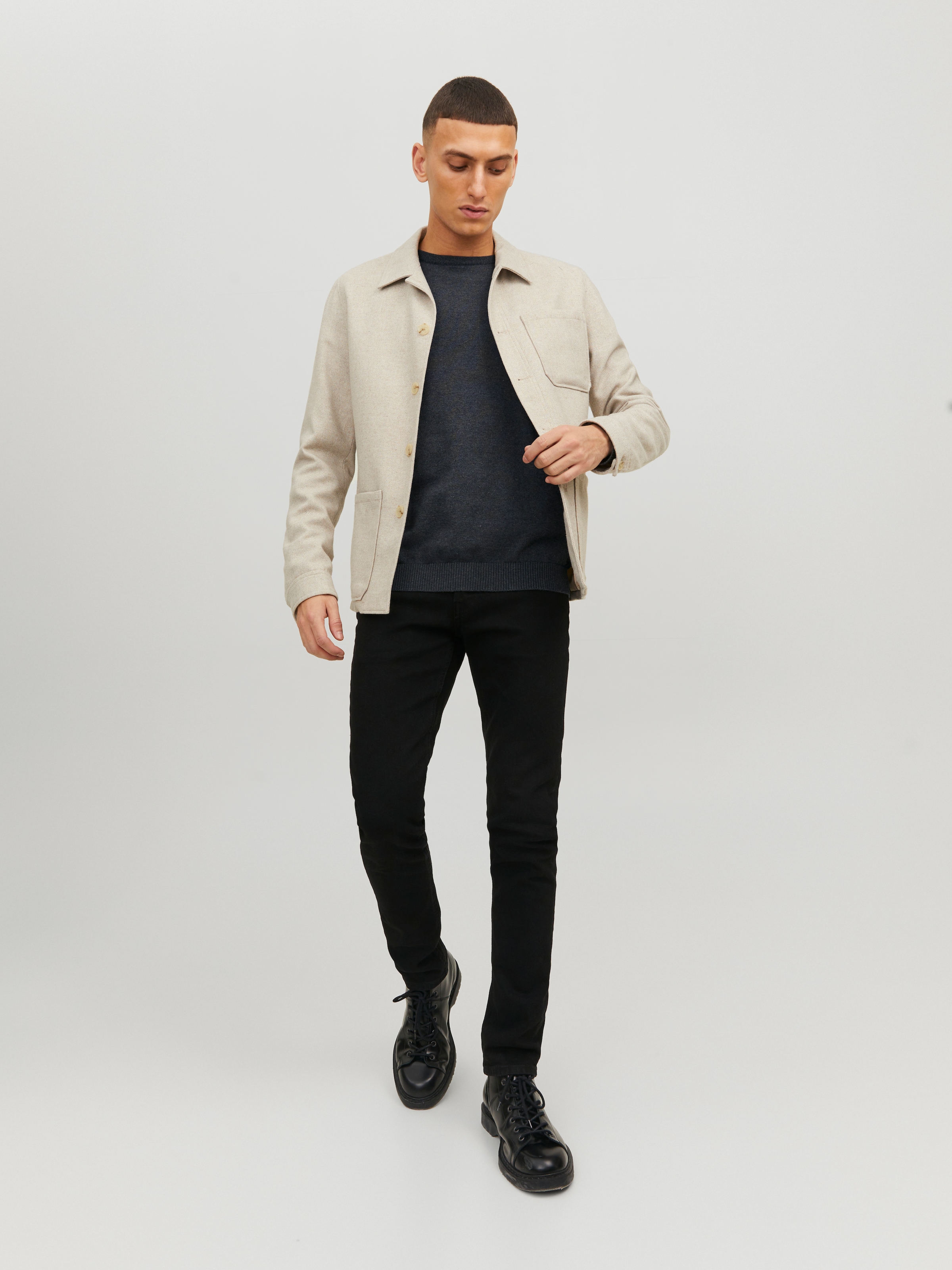 Jack & Jones Pull à col rond »JJEBASIC mit Rundhals, ideal für Job und Freizeit« unifarben, modisch, slim fit, Baumwolle, Rundhals