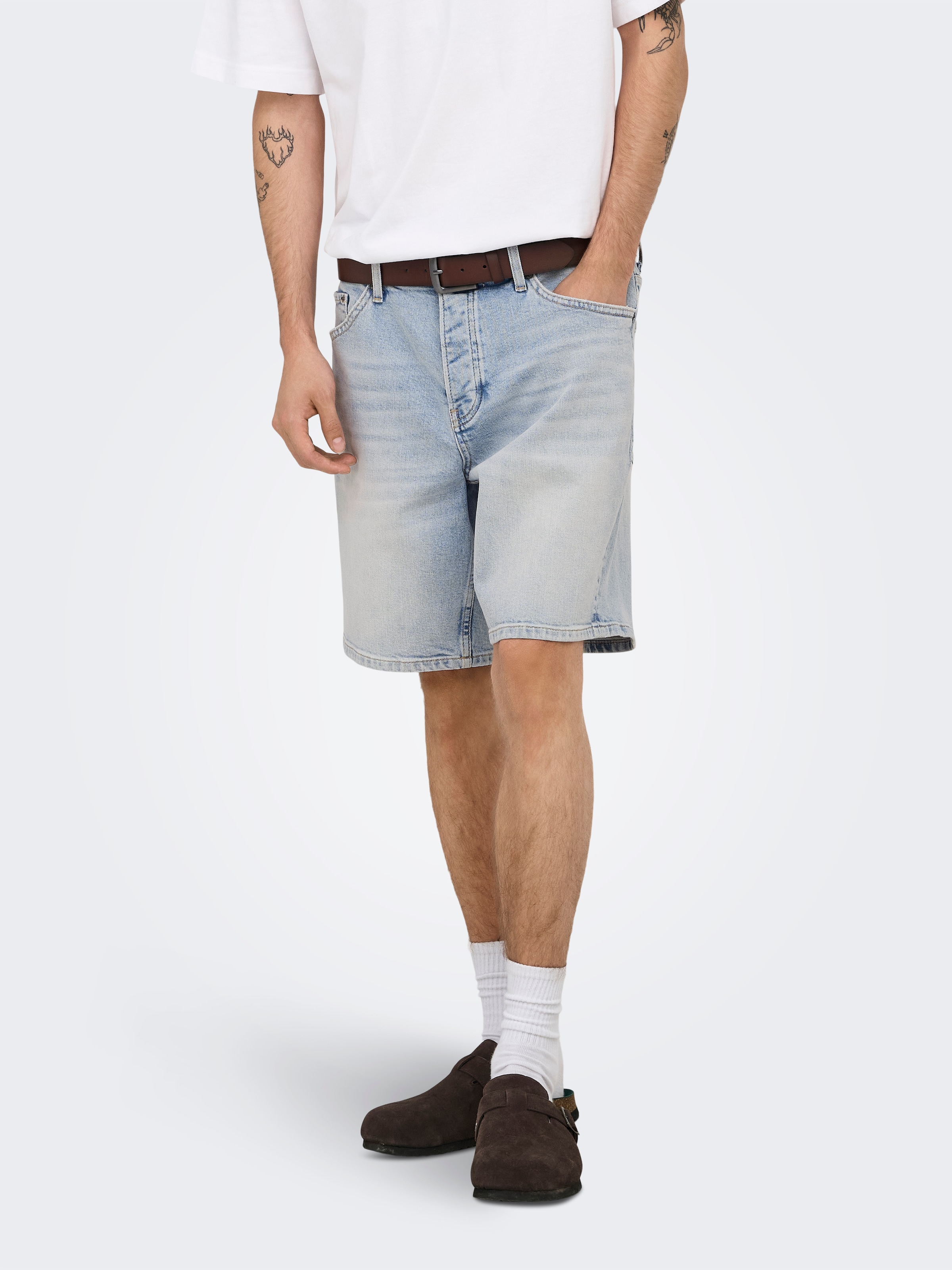 Image of ONLY & SONS Jeansshorts "ONSEDGE PER LBB 9382 DOT DNM SHORTS NOOS" Baumwollmischung, straight fit