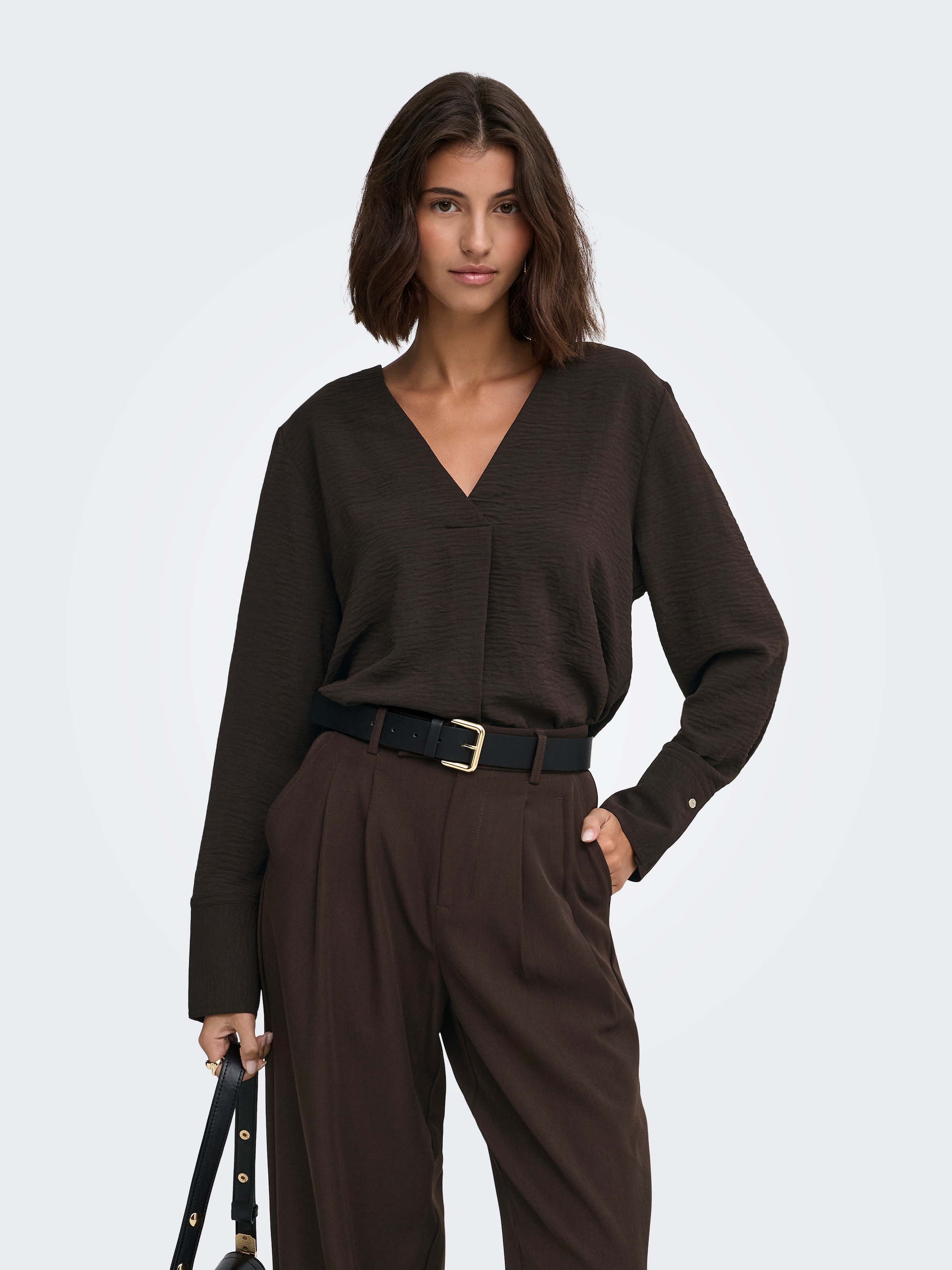 Image of JDY Langarmbluse "JDYLION L/S V-NECK TOP WVN" Polyester, regular fit