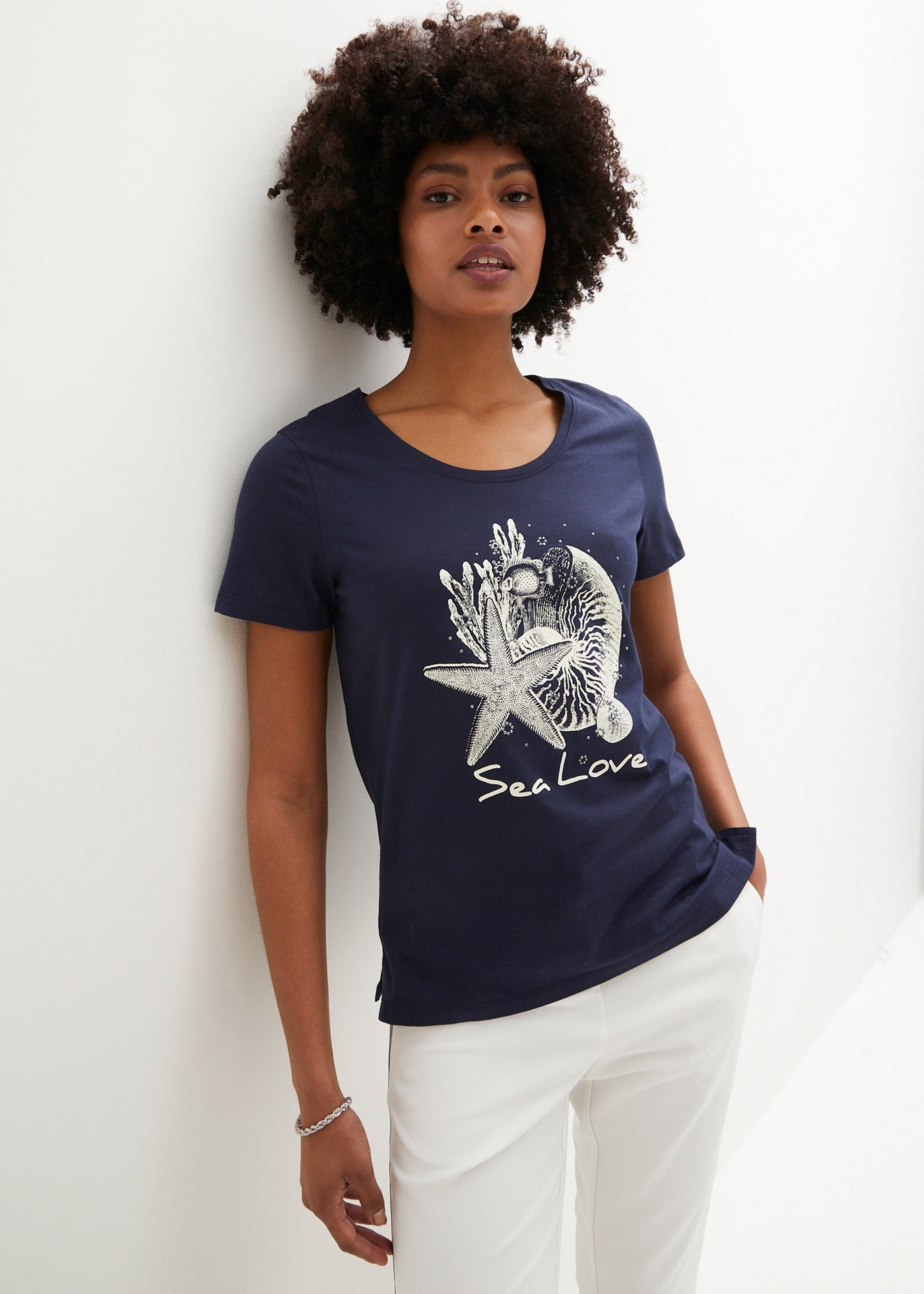 Image of bonprix T-Shirt "T-Shirt Sea Love" lockere Passform, Kurzarm-Design, mit maritimem Druck