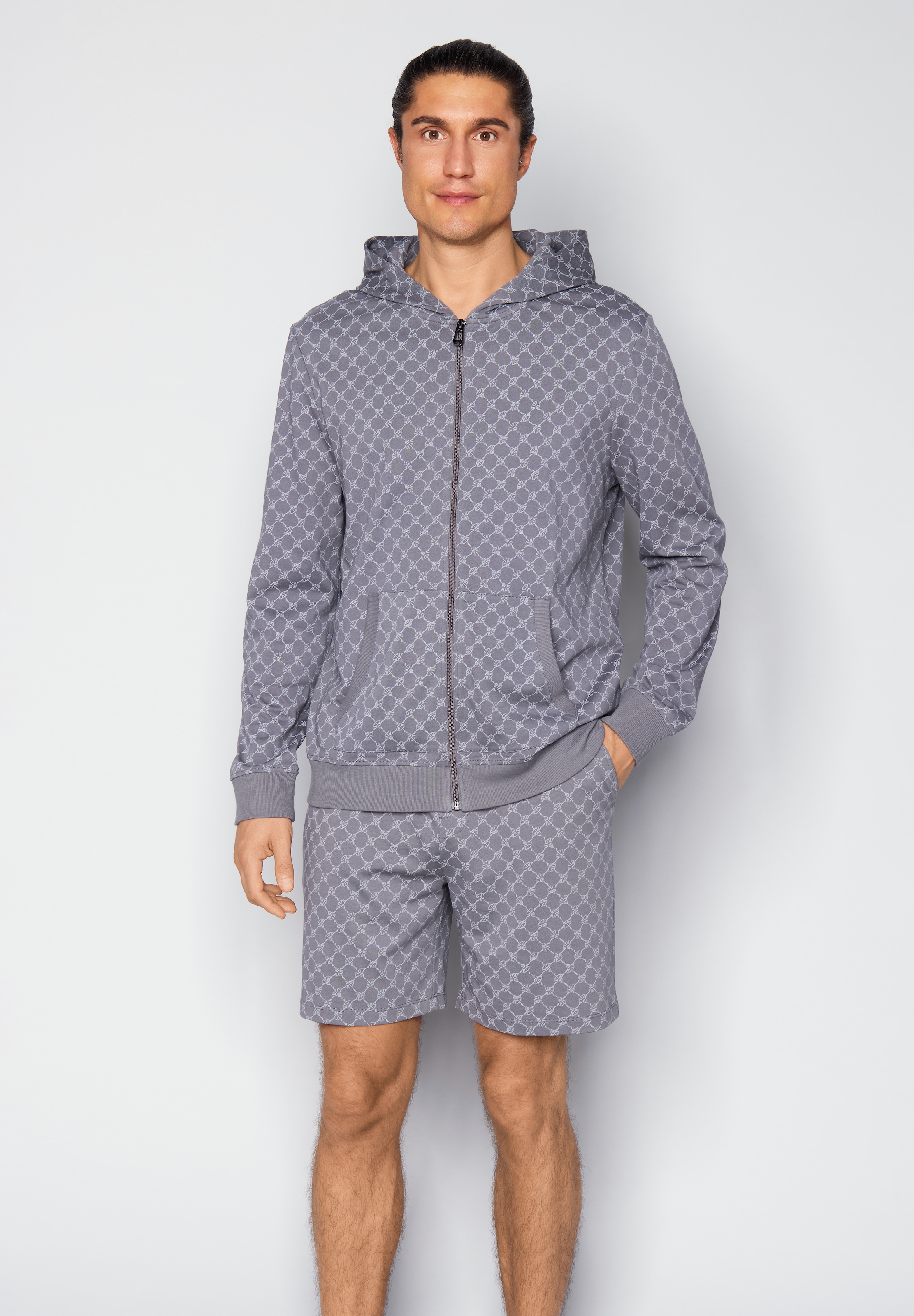 Image of JOOP Sweatjacke mit Cornflower-Print allover und Kapuze