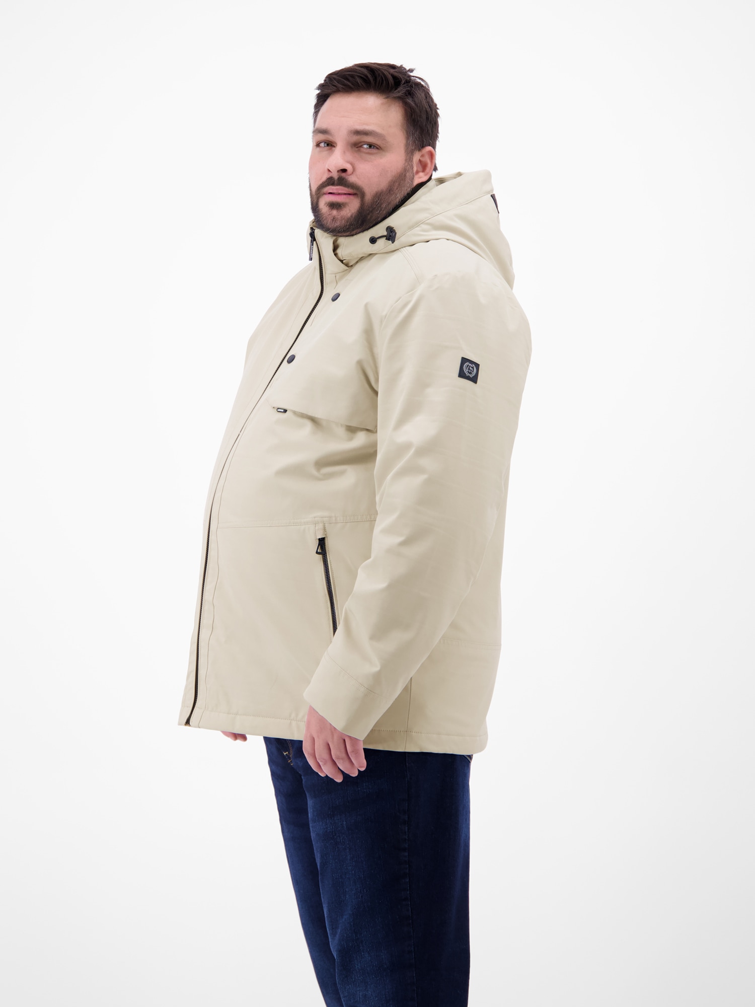 LERROS Outdoorjacke »LERROS Herren Struktur-Blouson in Übergrössen« mit Kapuze Wasser- und windabweisend