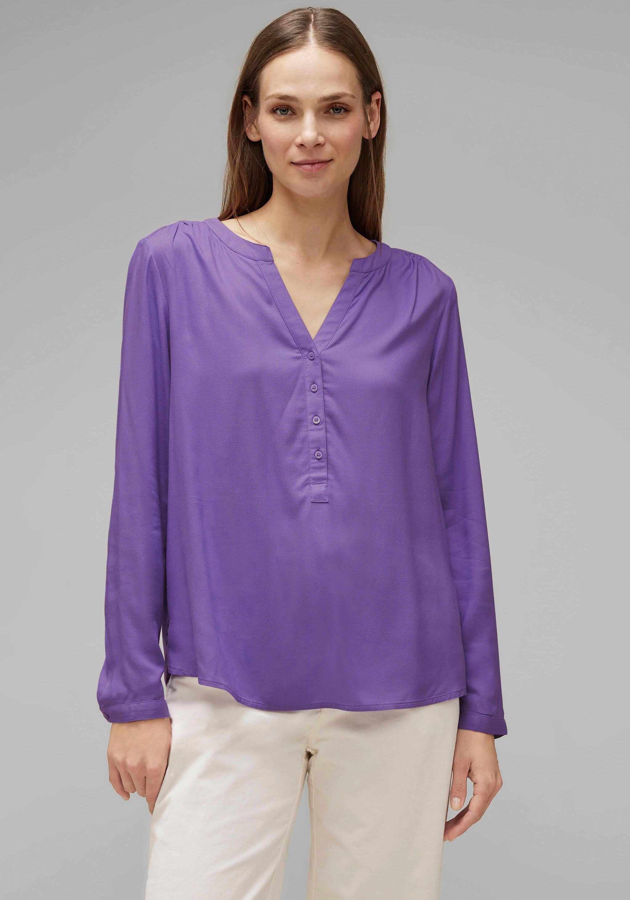 [Überraschender Preis!] ♕ STREET ONE kaufen versandkostenfrei Shirtbluse »Style mit Bamika«, Seitenschlitzen