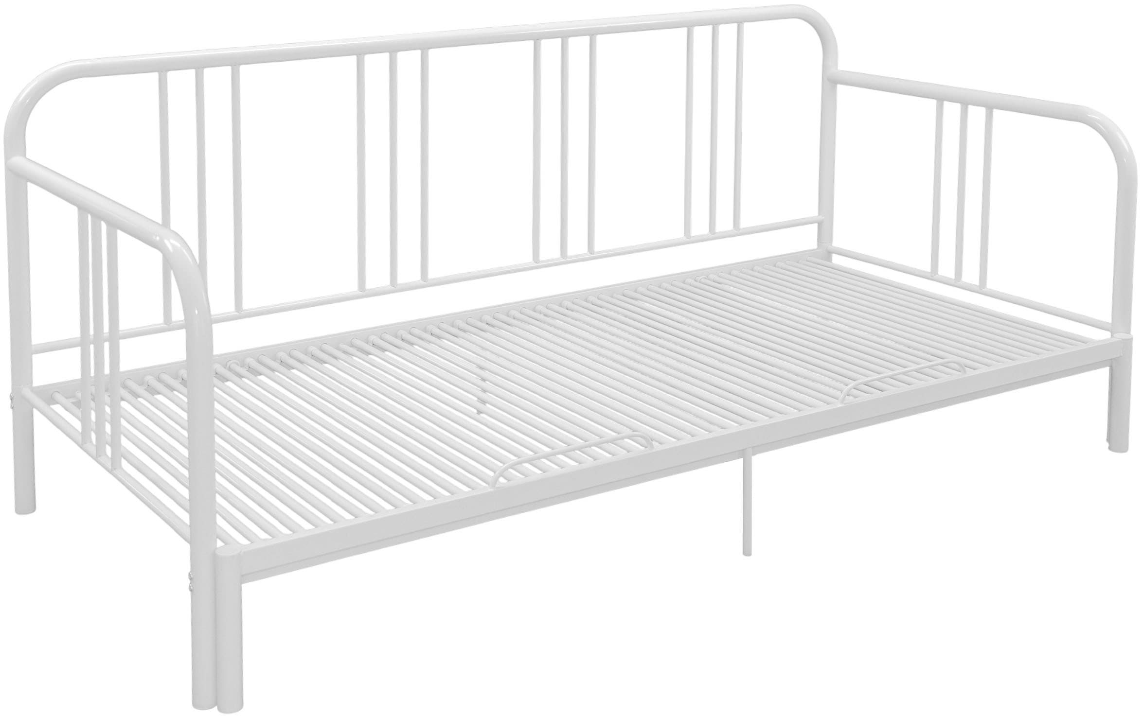 GOODproduct Lit en métal »Trento Bett Bettgestell Bestseller Doppelbett Ausziehbett« Bestseller Gästebett Sofabett Schlafzimmer,  Daybett mit Ausziefunktion im Landhausdesign weiss