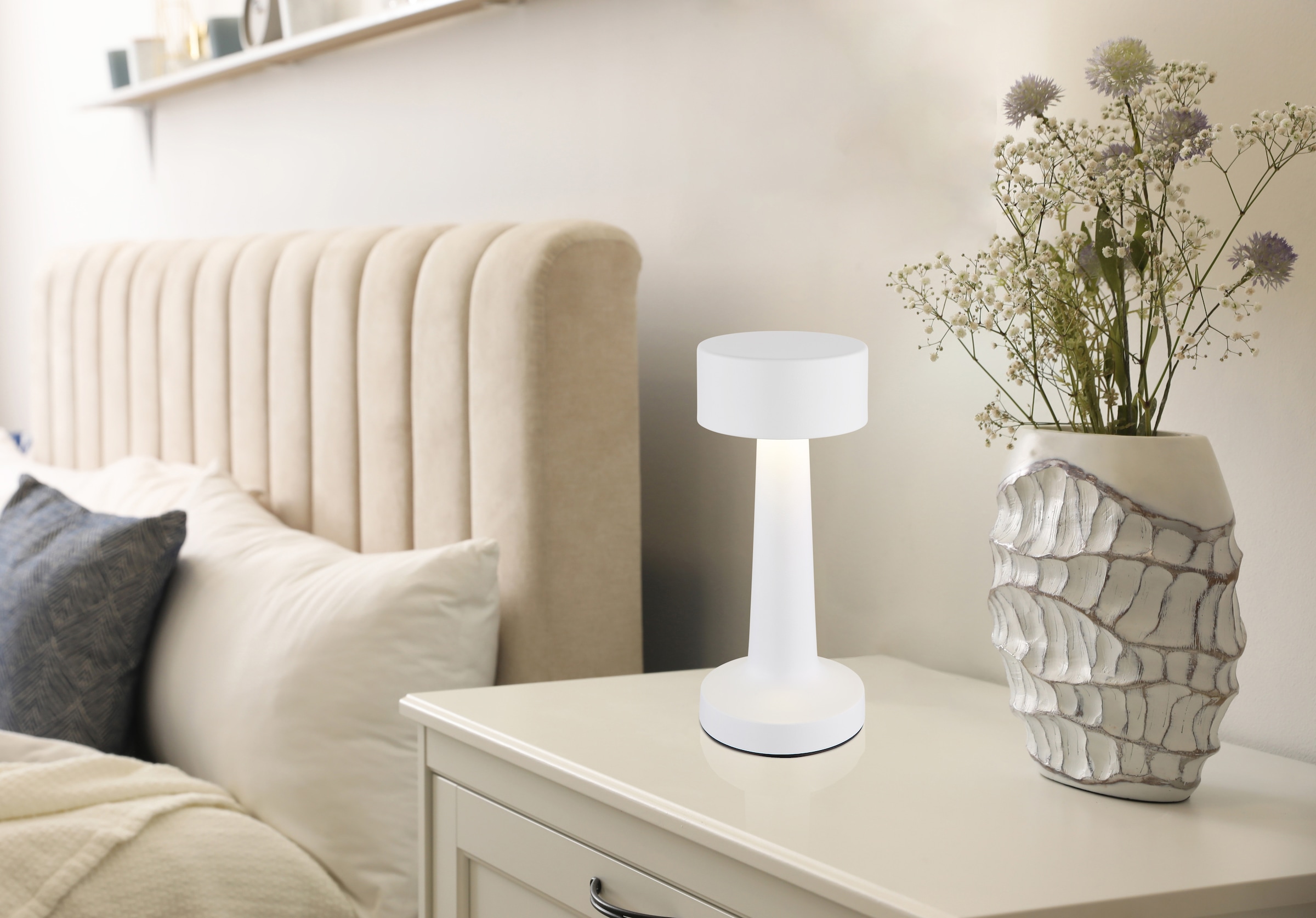 GLOBO LIGHTING Lampe de table LED »ANGELIKA - Akkutischleuchte« 1 cuis blanc chaud - blanc froid Design Tischleuchte, Akku, modern,  Akkulampe, CCT