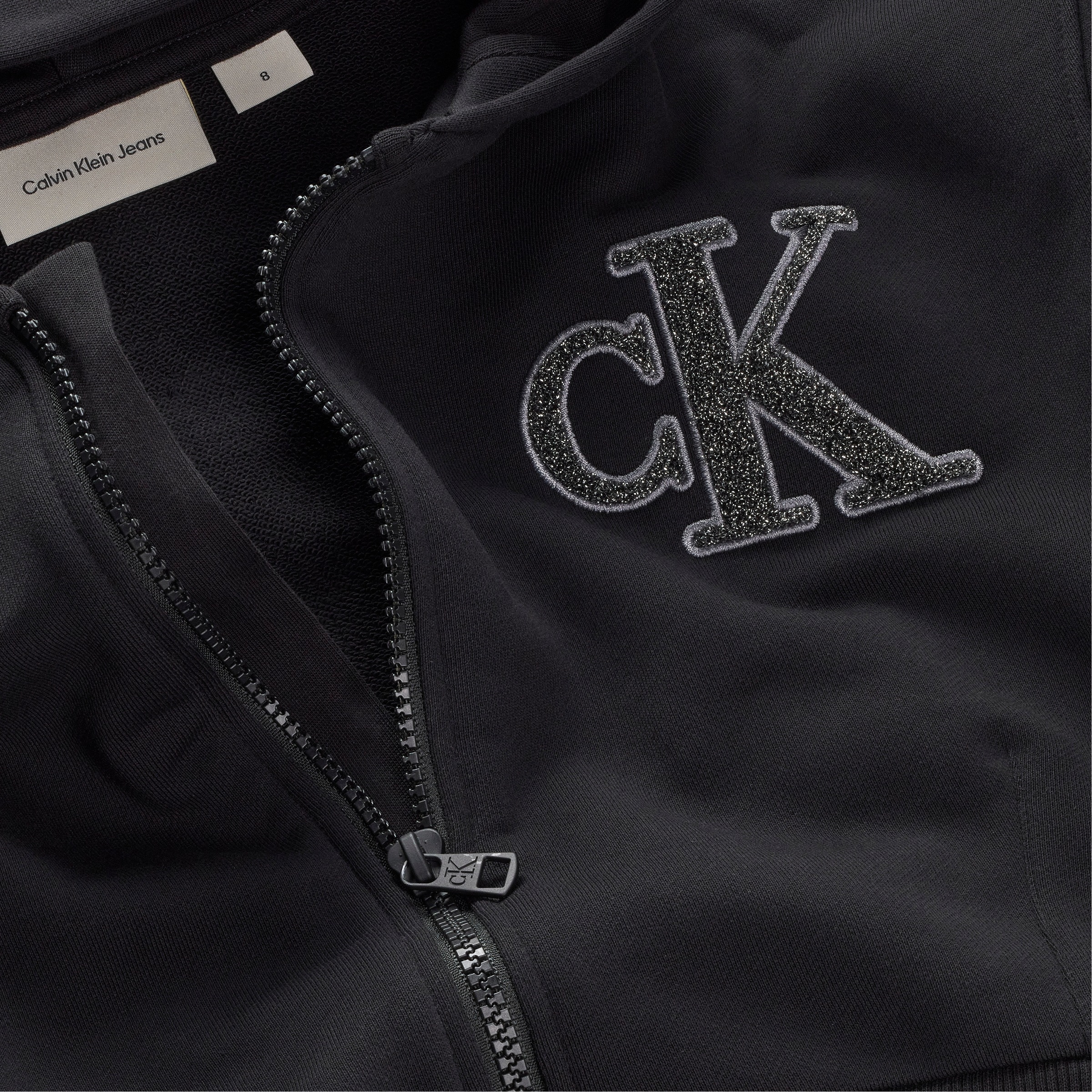 Calvin Klein Jeans Sweatjacke »CK LOGO TERRY ZIP THROUGH«, für Kinder bis 16 Jahre, mit Glitzer-Applikation