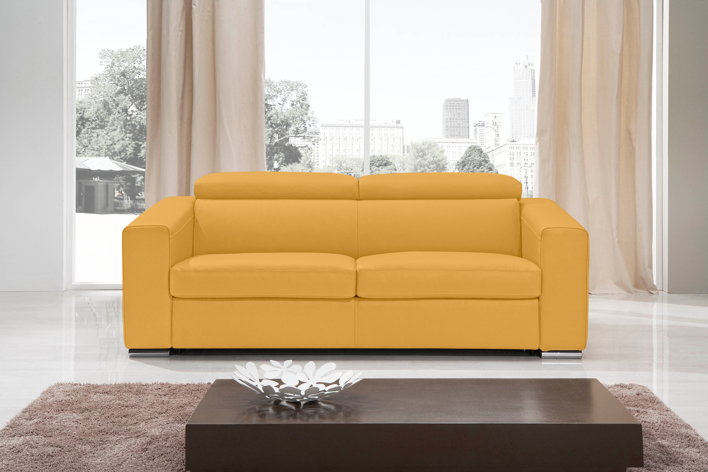 Egoitaliano Schlafsofa »Cabiria, Design und super Sitz- und Liegekomfort«, Sofa inkl. Schlaffunktion, Kopfteile verstellbar, mit Metallfüssen