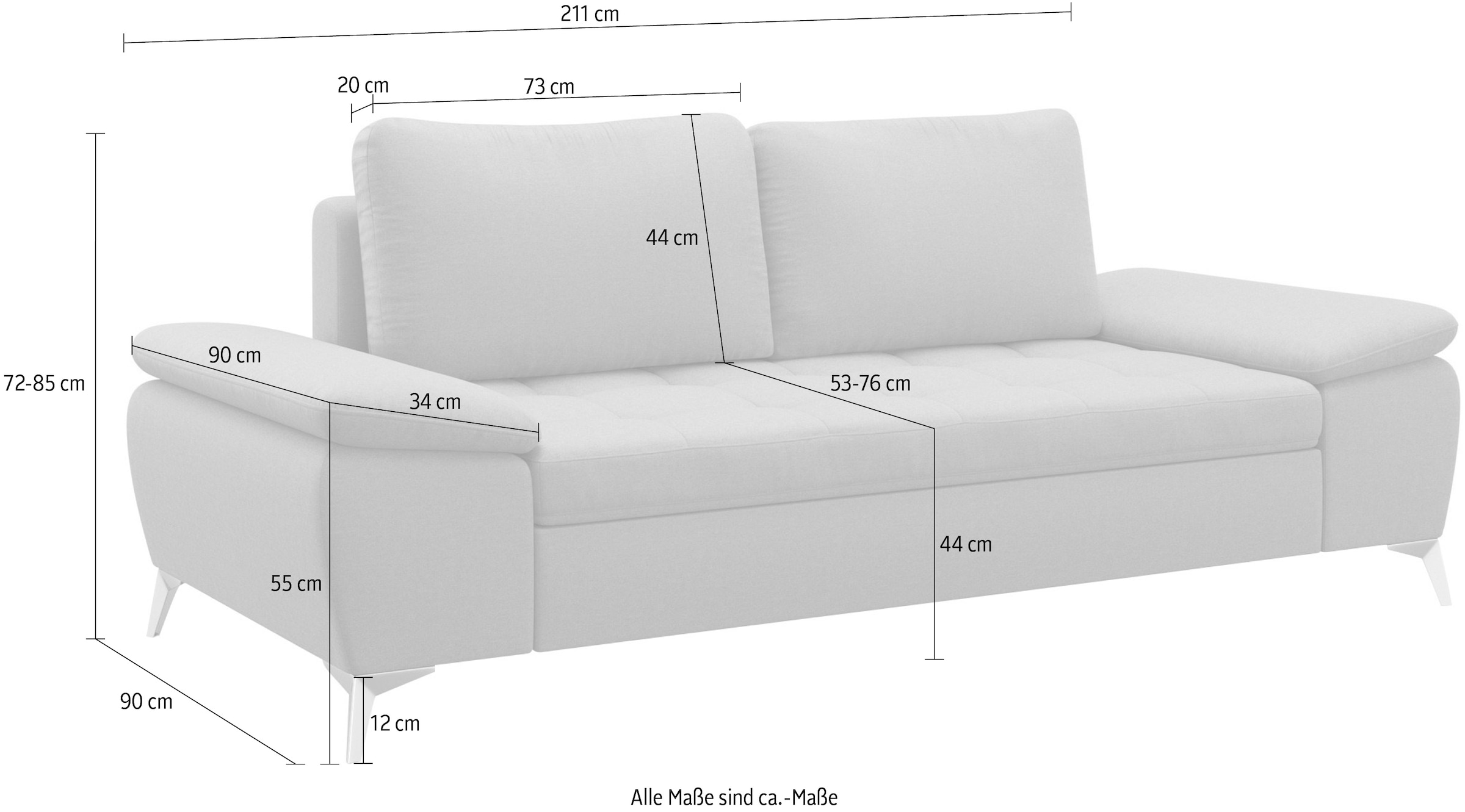sit&more 2,5-Sitzer »Latigo«, mit hochwertigen Metallfüssen