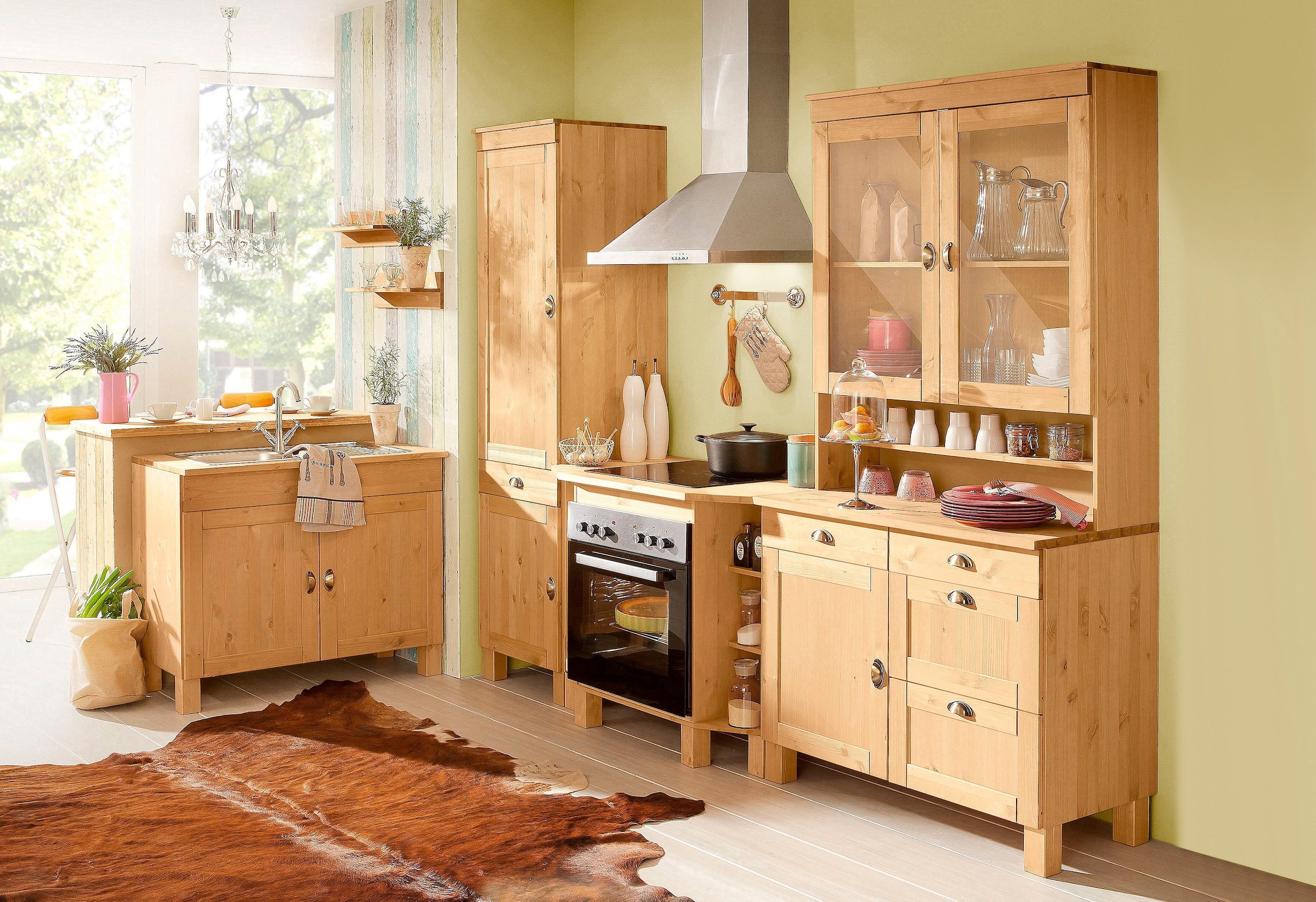 Home affaire Hochschrank »Oslo«, 50 cm breit, in 2 Tiefen, 2 Türen, 1 Schublade, aus massiver Kiefer