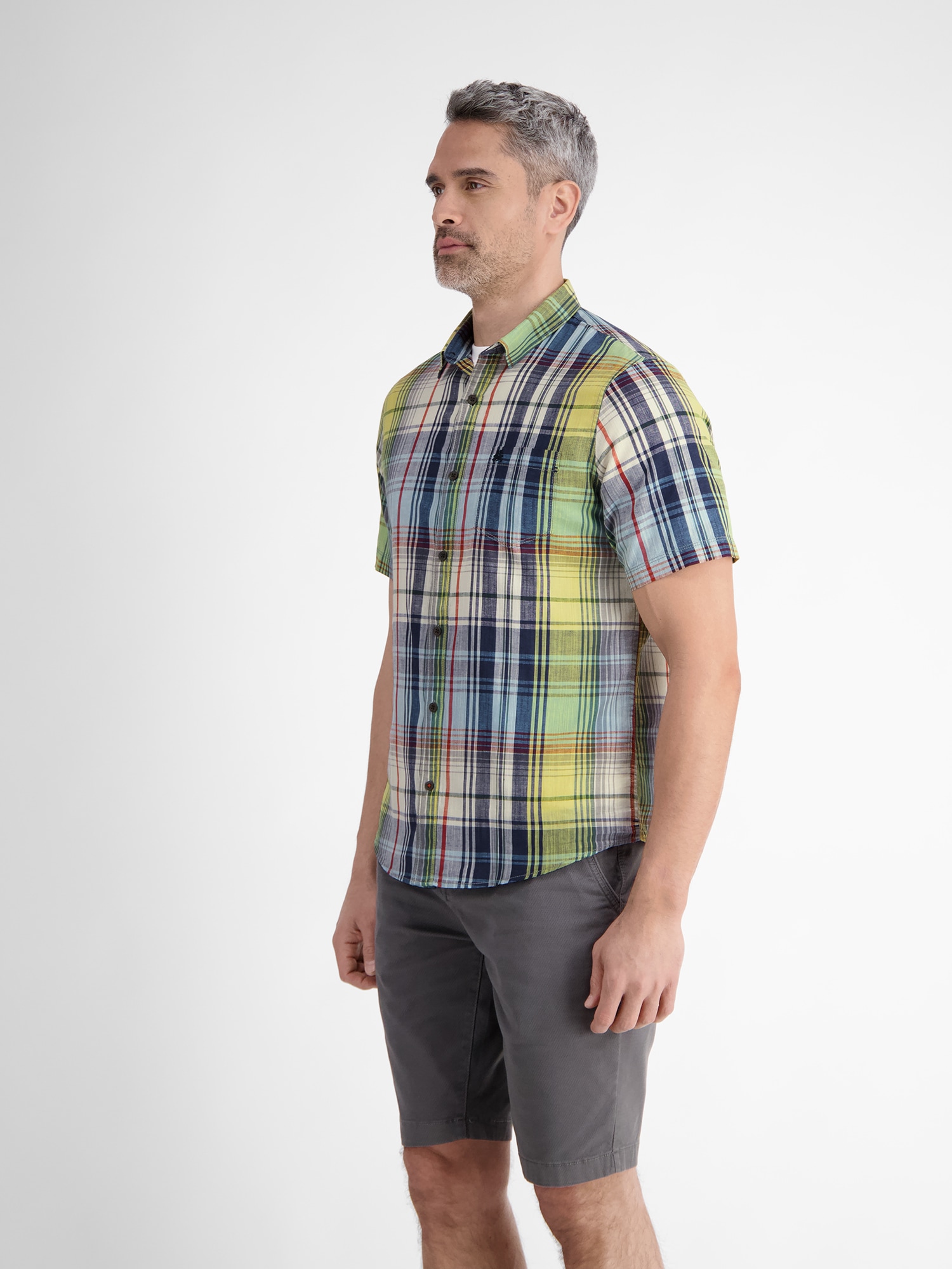 LERROS Chemise à manches courtes »LERROS Sommerliches Karohemd mit Leinenanteil«