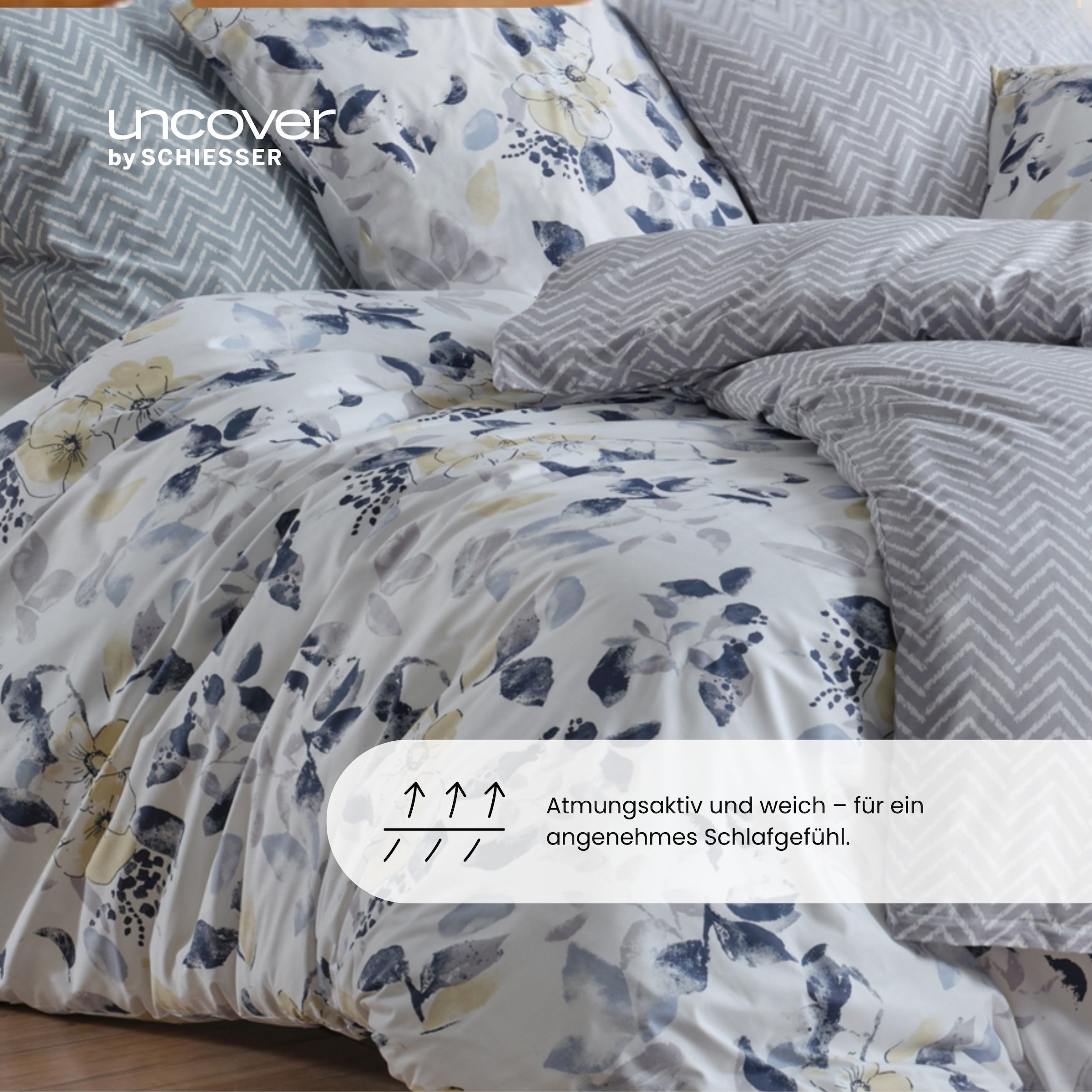 uncover by SCHIESSER Linge de lit »Florina aus weicher Baumwolle mit einem feinen Blütenprint« 2 cuis Made in Green
