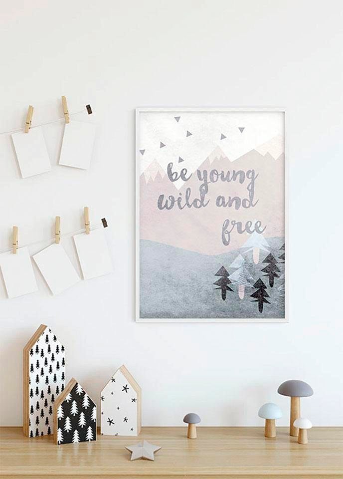 Image of Komar Bild "Wild and Free" Sprüche 1 Stk. tlg. Wandbild zur Dekoration - ohne Rahmen
