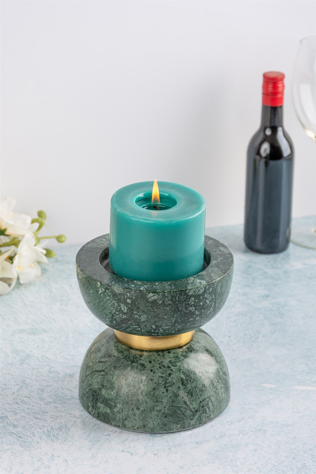 Kayoom Porte-bougies »Kerzenhalter Satori 125« Dekorative Kerzenhalter aus Marmor mit Metall-Ring