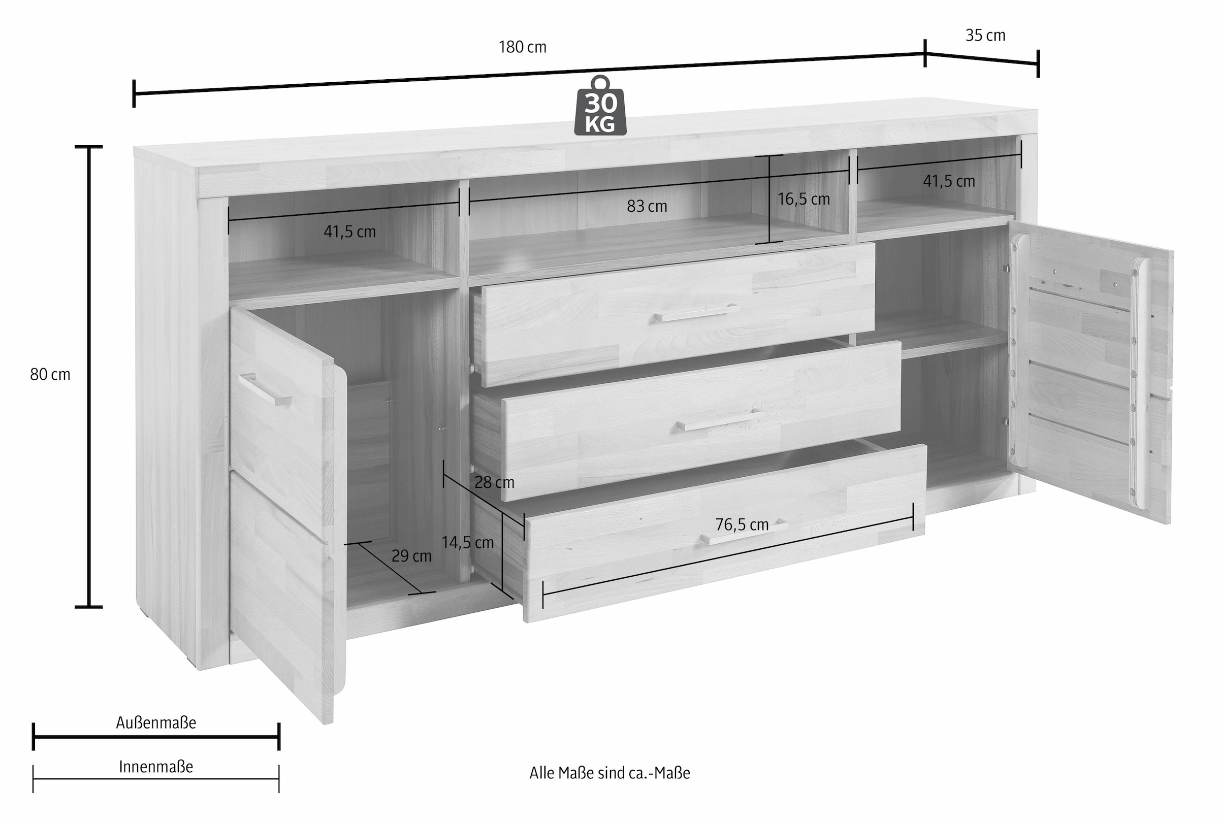 Home affaire Sideboard »Ribe«, Breite 180 cm