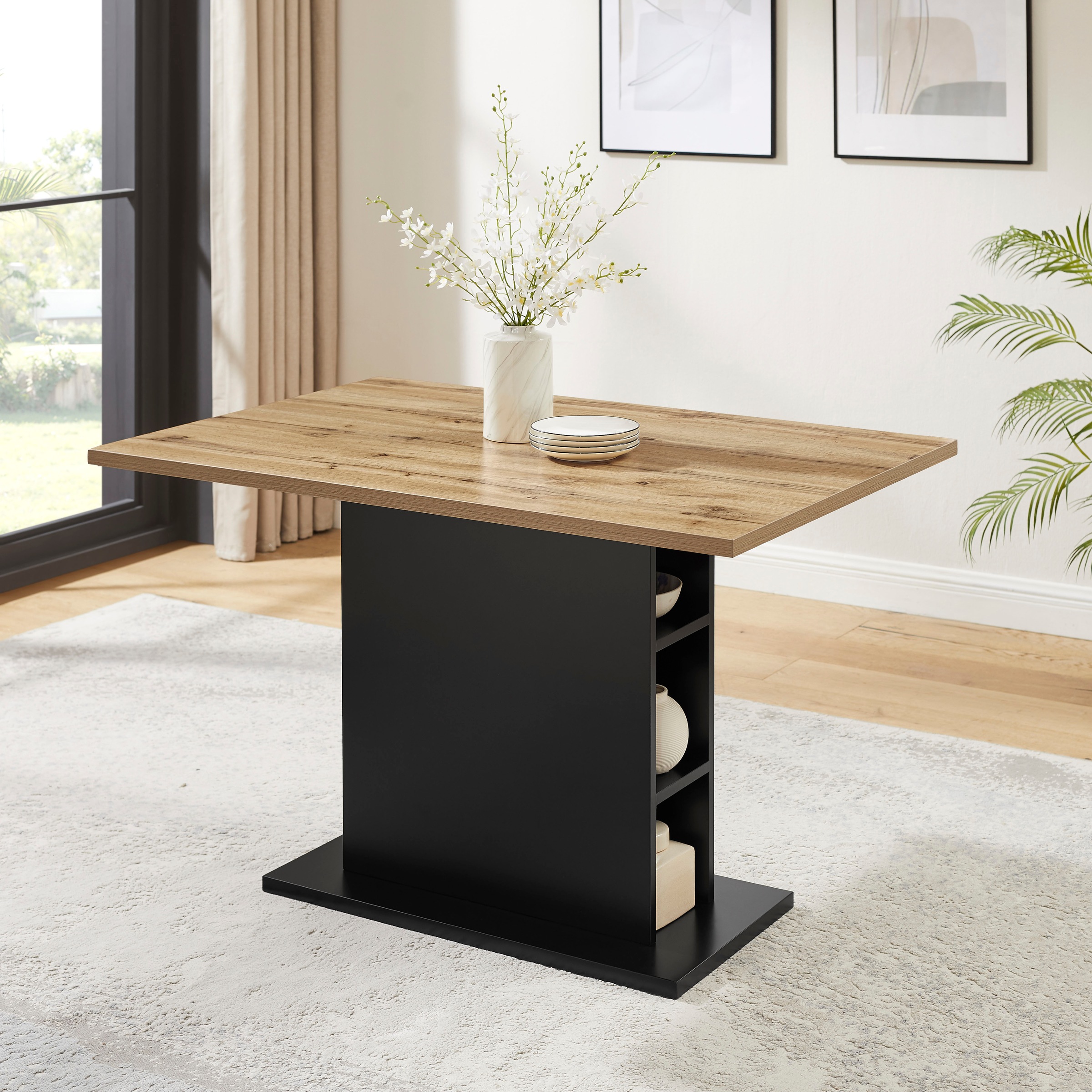 GOODproduct Esstisch »Hennia« Säulensockel, integrierte Ablagefächer, Breite 120 cm