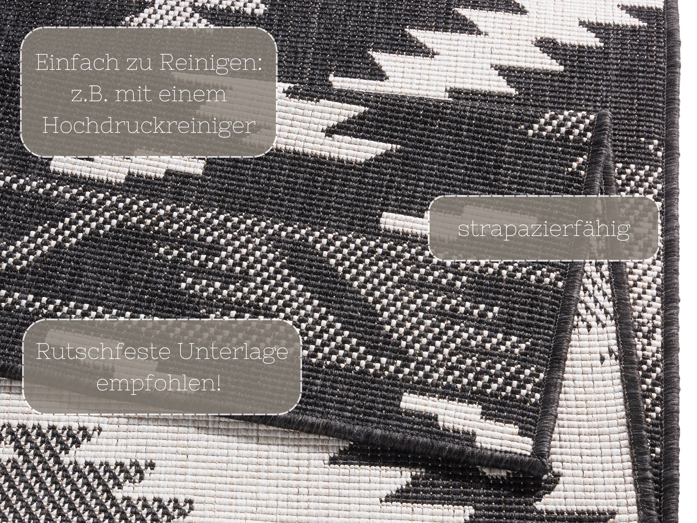 NORTHRUGS Teppich »Malibu Wendeteppich«, rechteckig, 5 mm Höhe, In-& Outdoor, Wetterfest, Balkon, Läufer, Wohnzimmer, Wasserfest