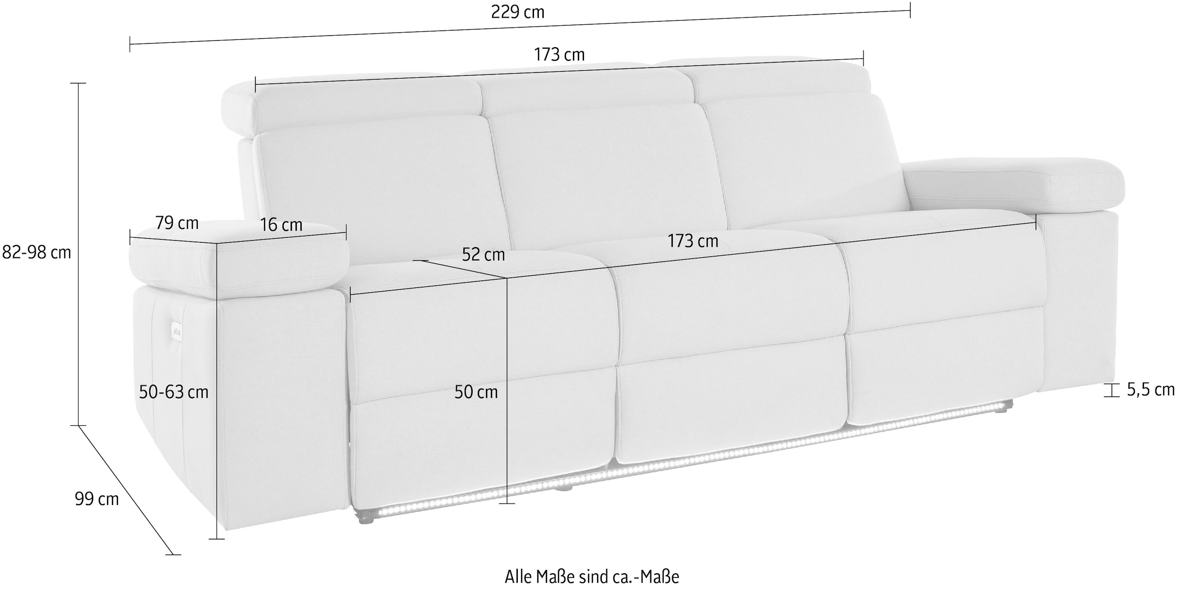 Home affaire 3-places »Kilado« mit  2x  Relaxfunktion, verstellbarer Armlehne, Kopfteilverstellung