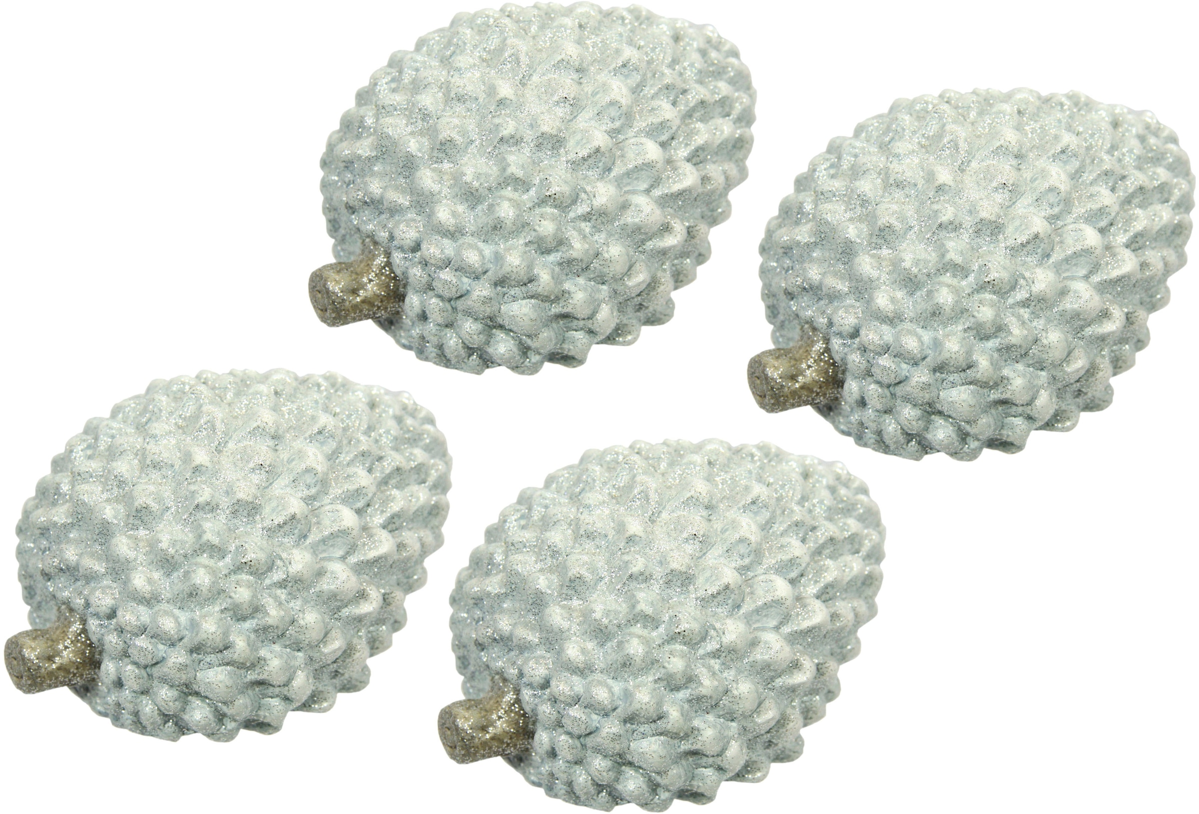 Image of I.GE.A. Weihnachtsfigur "Zapfen aus Terrakotta mit Glitzer, 4er Set, weiss, Höhe ca. 8 cm" Dekoobjekt, Weihnachtsdeko