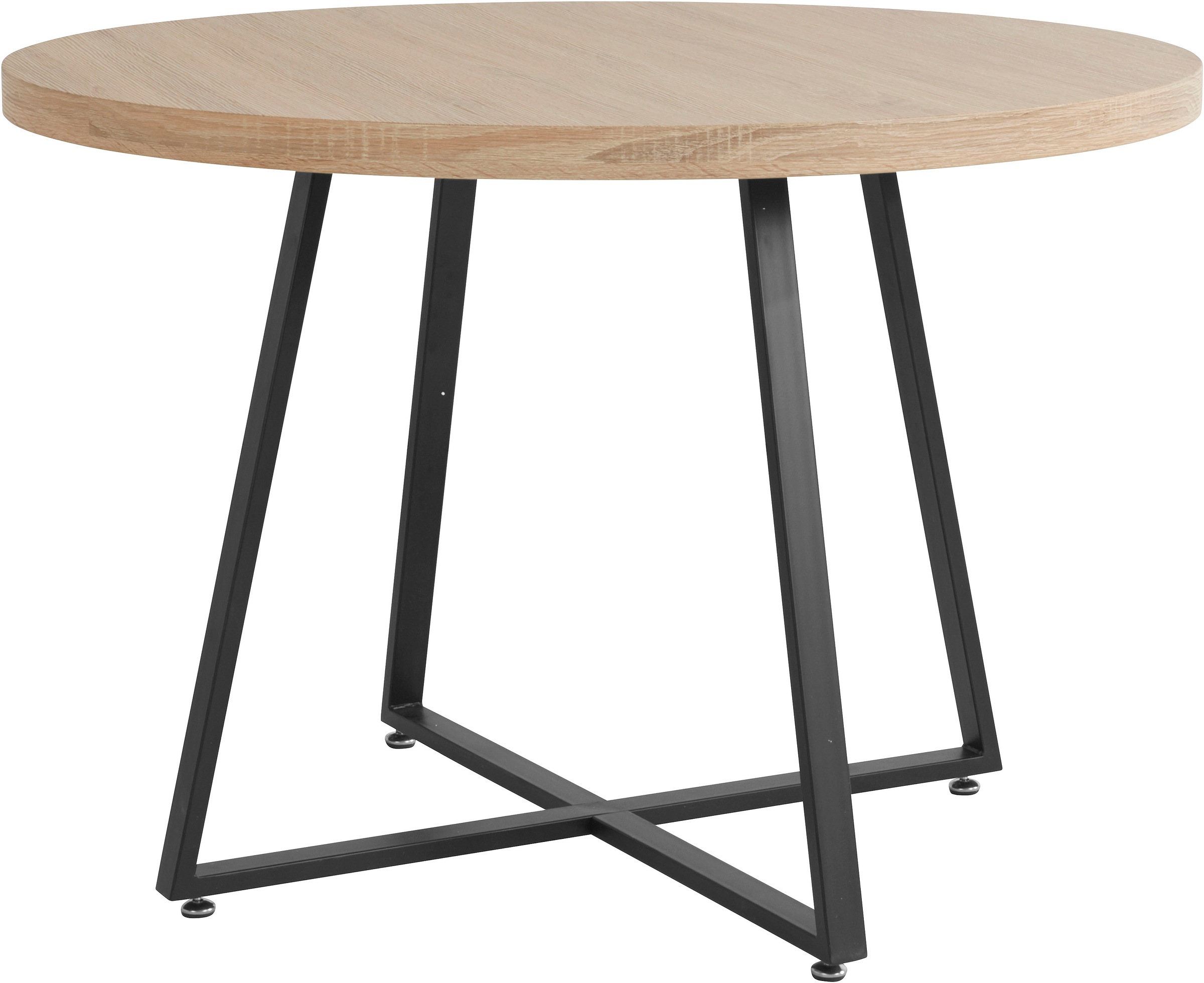 Image of GOODproduct Esstisch "Anja" Küchentisch, Tisch, Runder Tisch, Kreuzfussgestell aus Metall, Naturholz Optik Tischplatte