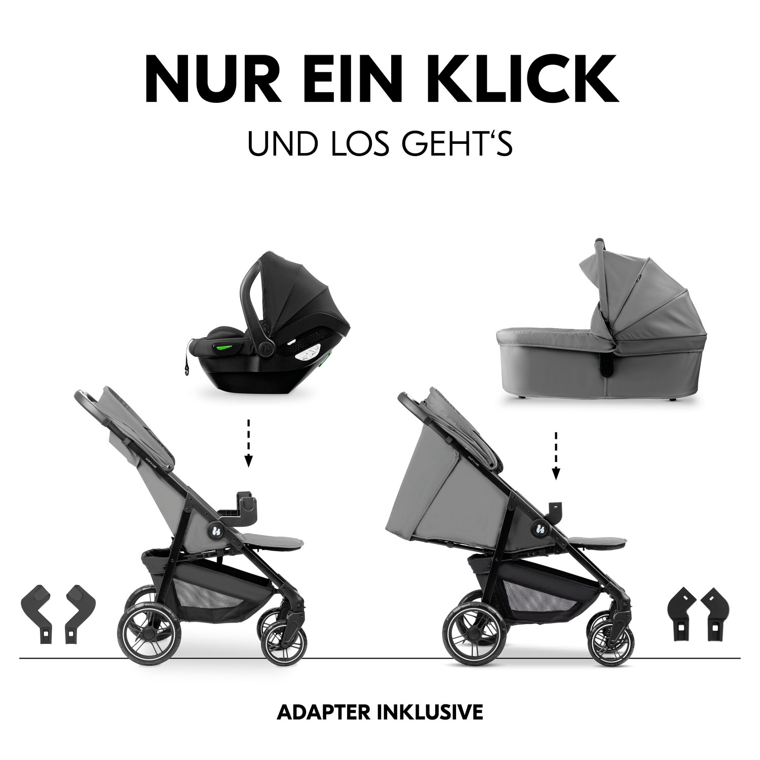Hauck Kinder-Buggy »Shop N Care Trio Set« inkl. Babyschale, Babywanne und Adapter