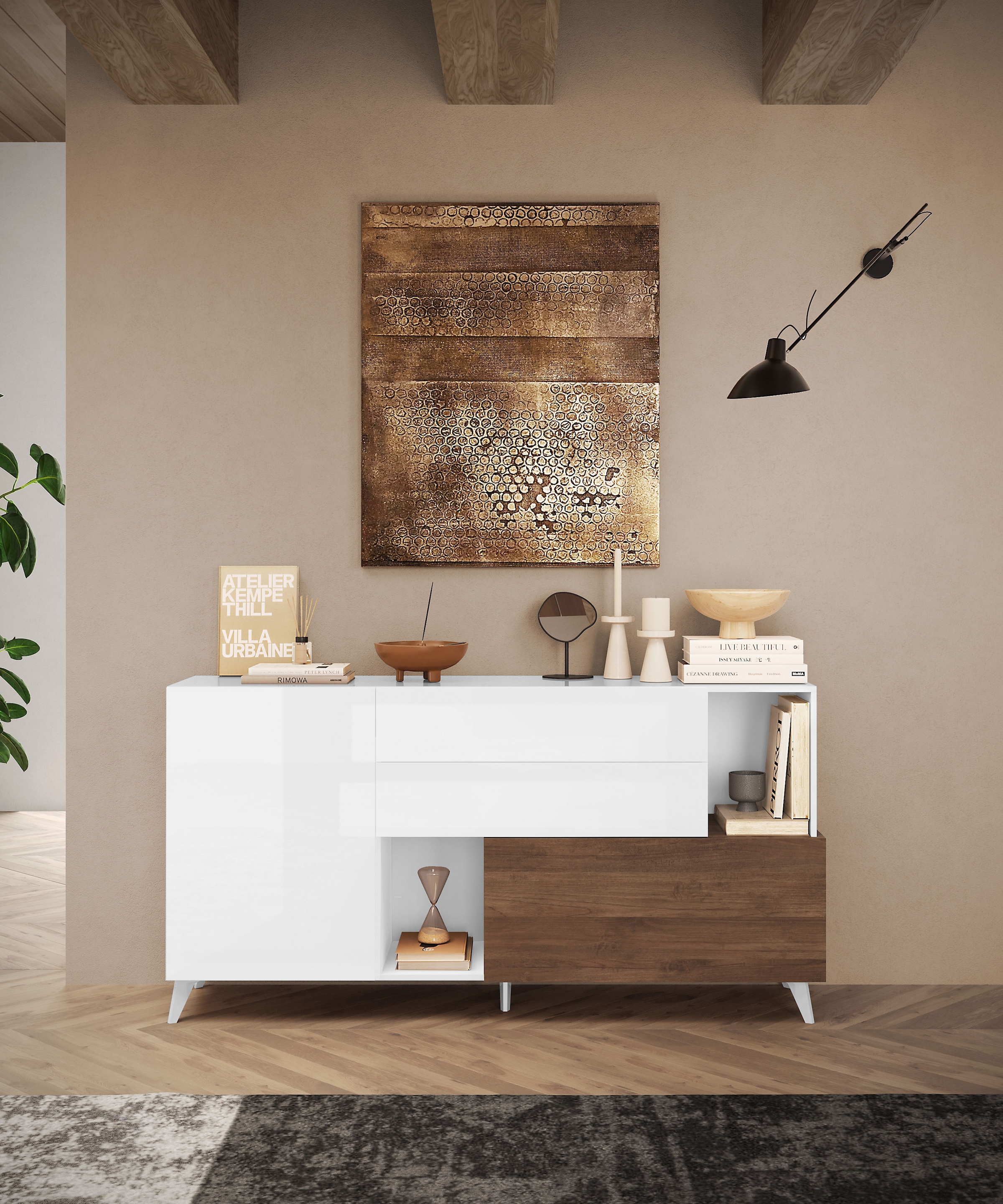INOSIGN Sideboard »Monaco in Breite 181 cm, Anrichte mit Tür, Klappe und 2 Schubkästen« Stauraumschrank – sanftes Schliessen, edles Design, viel Platz