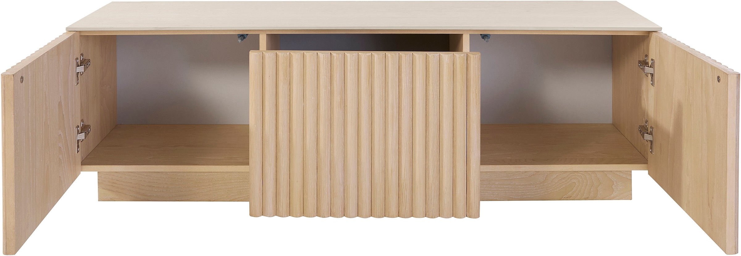 homsy by Ana Johnson Meuble TV »Solva« Holzoptik aus Esche, geriffelte Front, Keramikplatte, Breite 138 cm