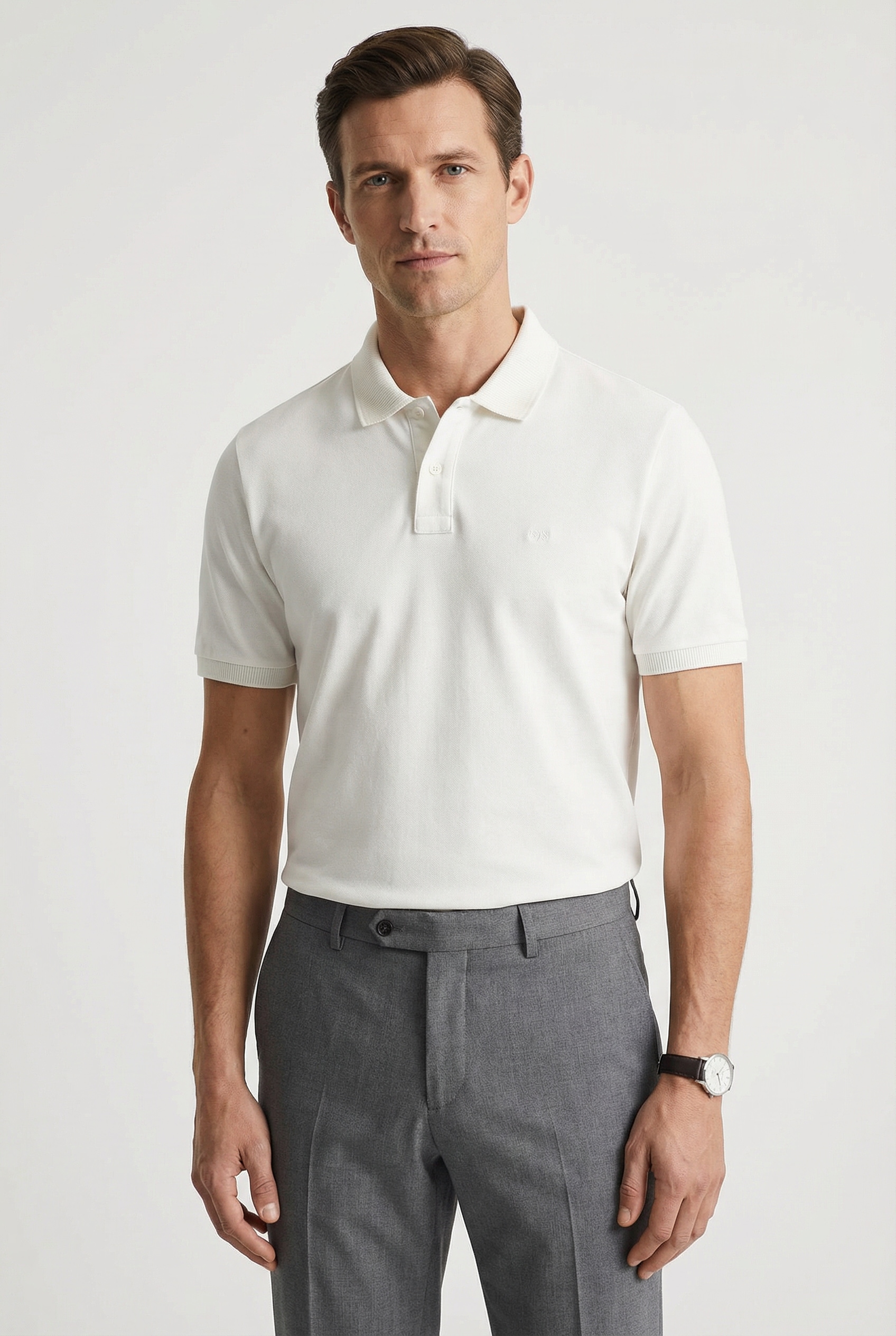 Image of FYNCH-HATTON Poloshirt regular fit Passform, 2-Knopf-Kragen, aus reiner Baumwolle